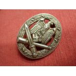 WW2 German Army General Assault Badge Hollow back badge with a high pin set. In near-mint condition,