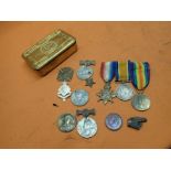 WW1 British Royal Engineers medal trio with 1914 tin 888. Spr. S. Horwood. R.E. 1915 Star trio