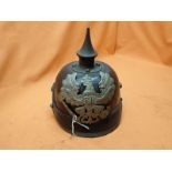 WW1 German Prussian M-1915 Pickelhaube, Hill-60 captured Souvenir-ed WW1 Pickelhaube helmet. With