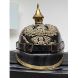 WW1 German Pickelhaube Helmet Has a crack to the front of the helmet plate otherwise good