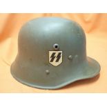 3rd Reich German, Austrian WW1 rework SS helmet Early 3rd Reich double decal SS helmet made using