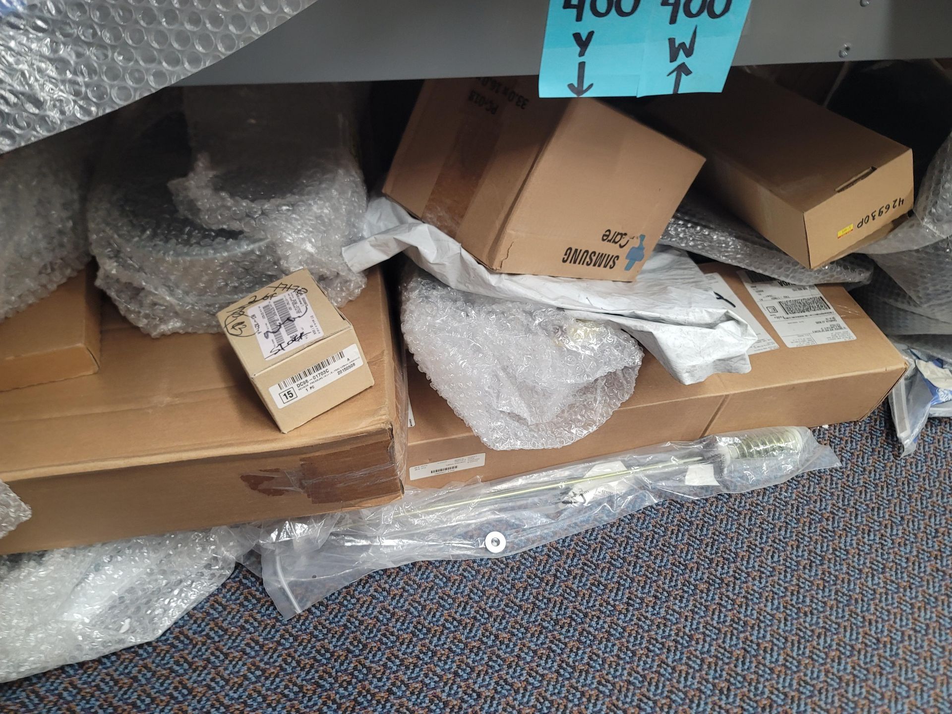 LOT - 8' SHELF UNIT W/ CONTENTS OF APPLIANCE REPLACEMENT PARTS - Image 14 of 16