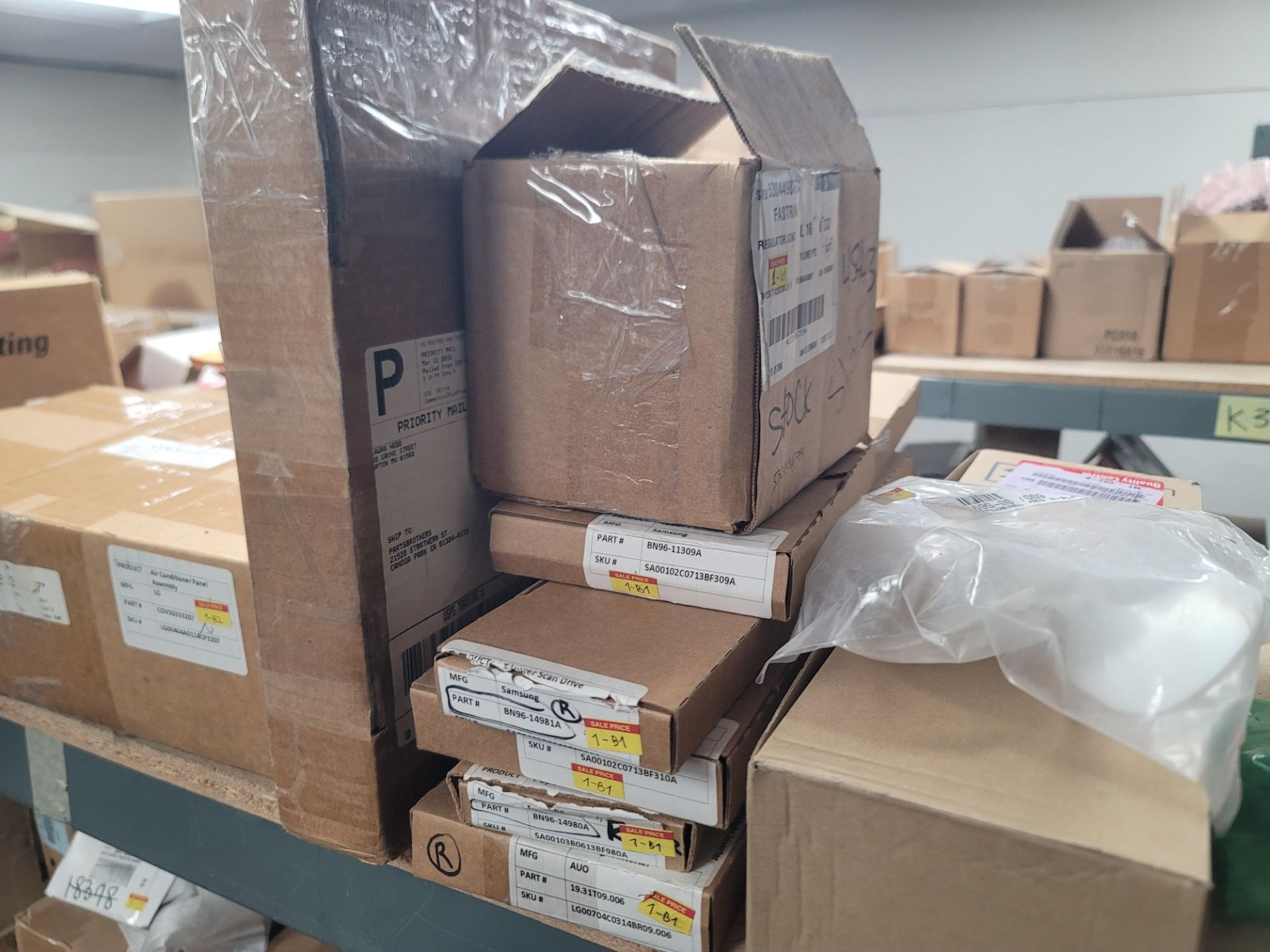 LOT - 8' SHELF UNIT W/ CONTENTS OF APPLIANCE REPLACEMENT PARTS - Image 3 of 19