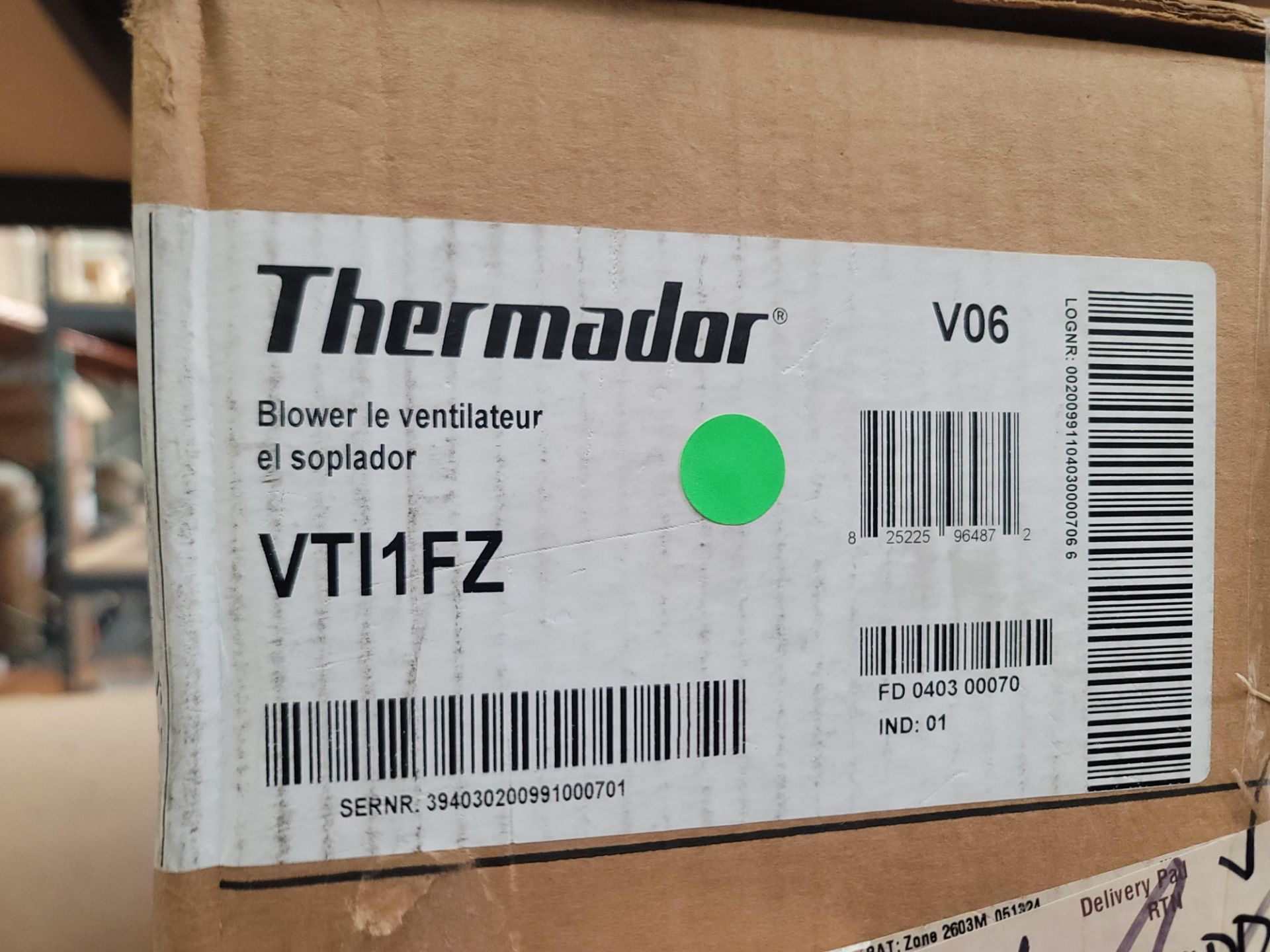 THERMADOR 600 CFM INLINE BLOWER, MODEL VTI1FZ, IN ORIGINAL CARTON - Image 2 of 2