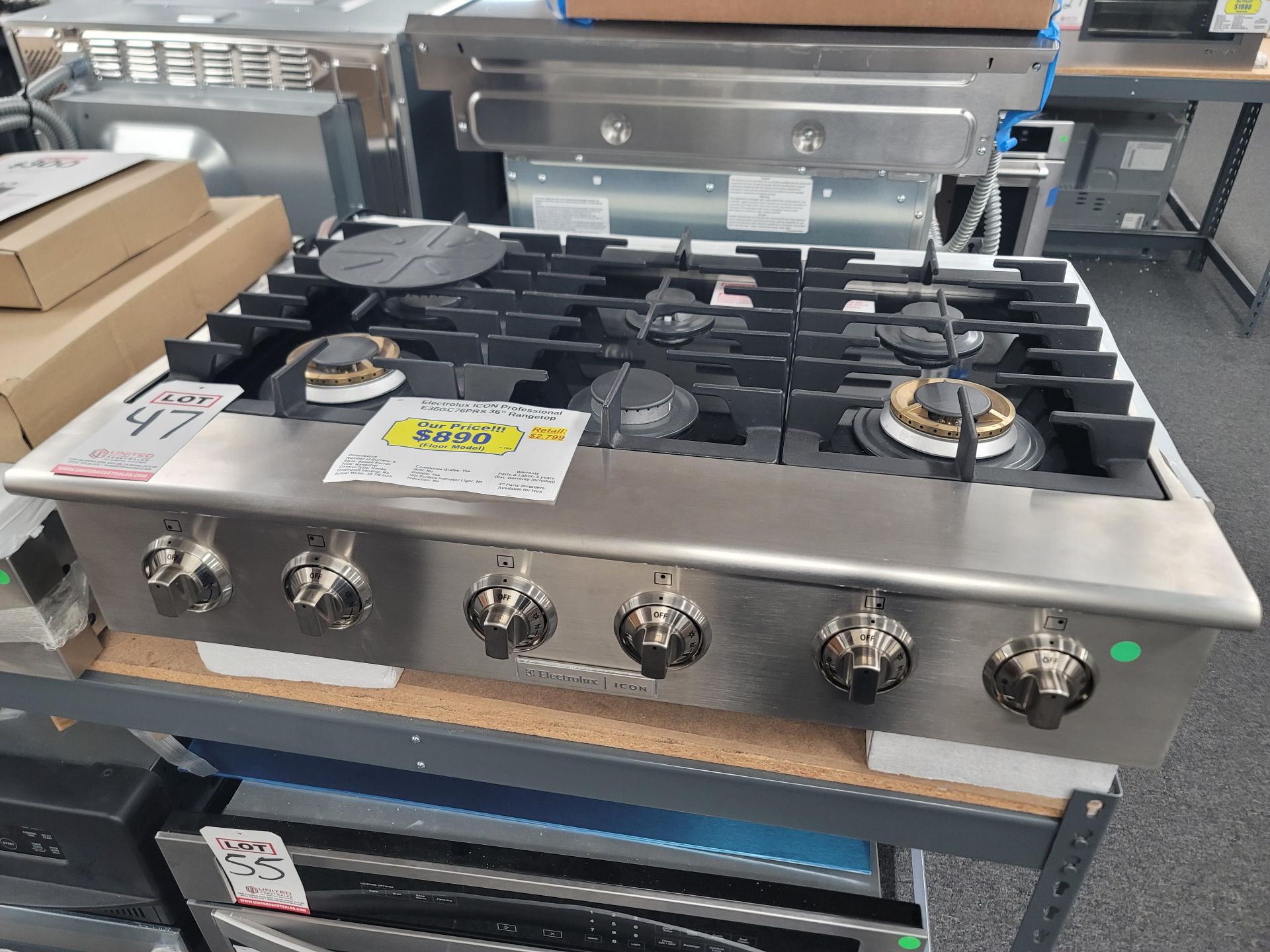 ELECTROLUX ICON PROFESSIONAL 36" GAS RANGETOP W/ (6) BURNERS IN STAINLESS STEEL, MODEL E36GC76PRS