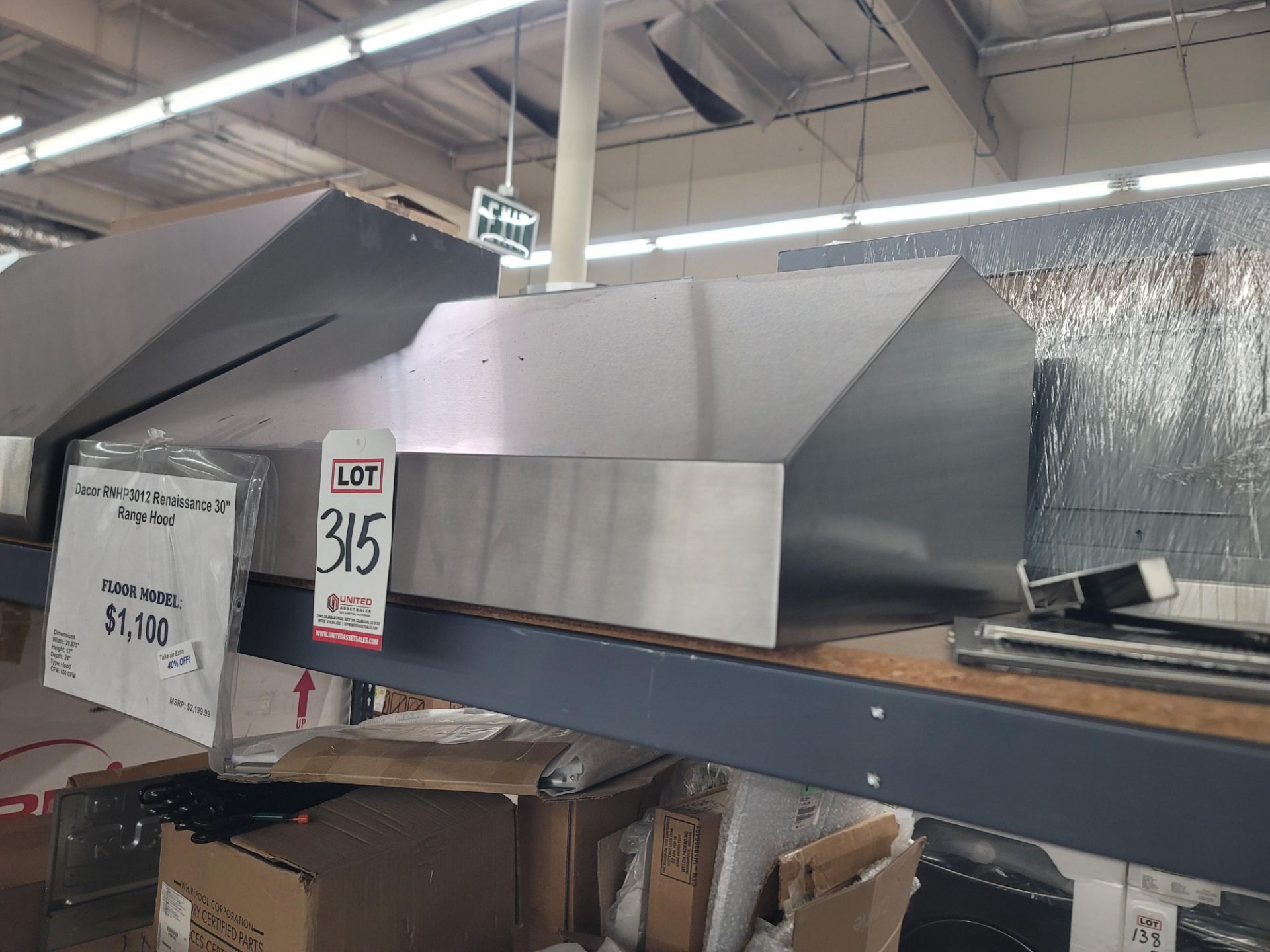 DACOR RENAISSANCE 30" RANGE HOOD, MODEL RNHP3012