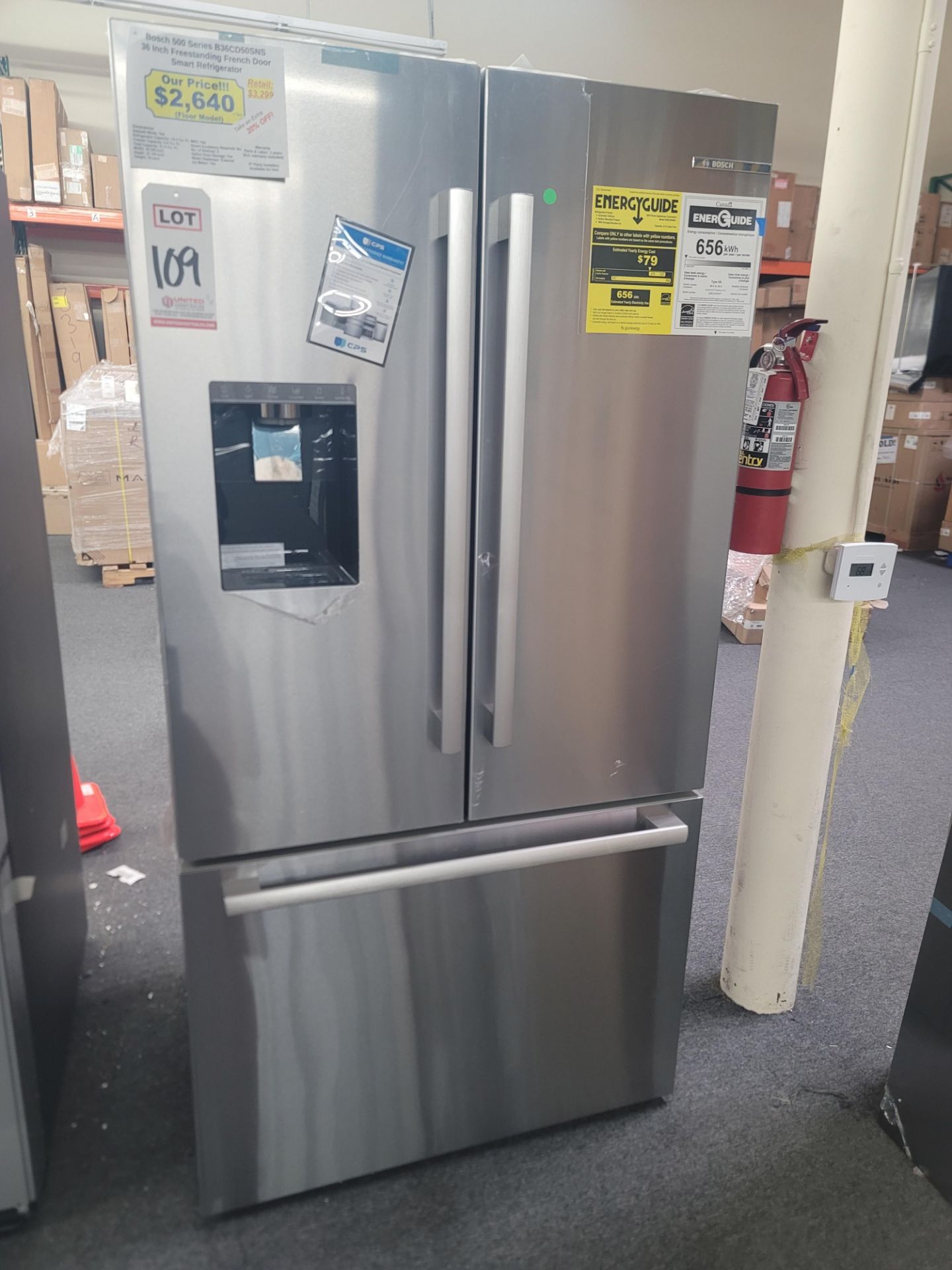 BOSCH 500 SERIES 36" SMART FREESTANDING FRENCH DOOR 15.2 CU. FT. REFRIGERATOR / 6.4 CU. FT.