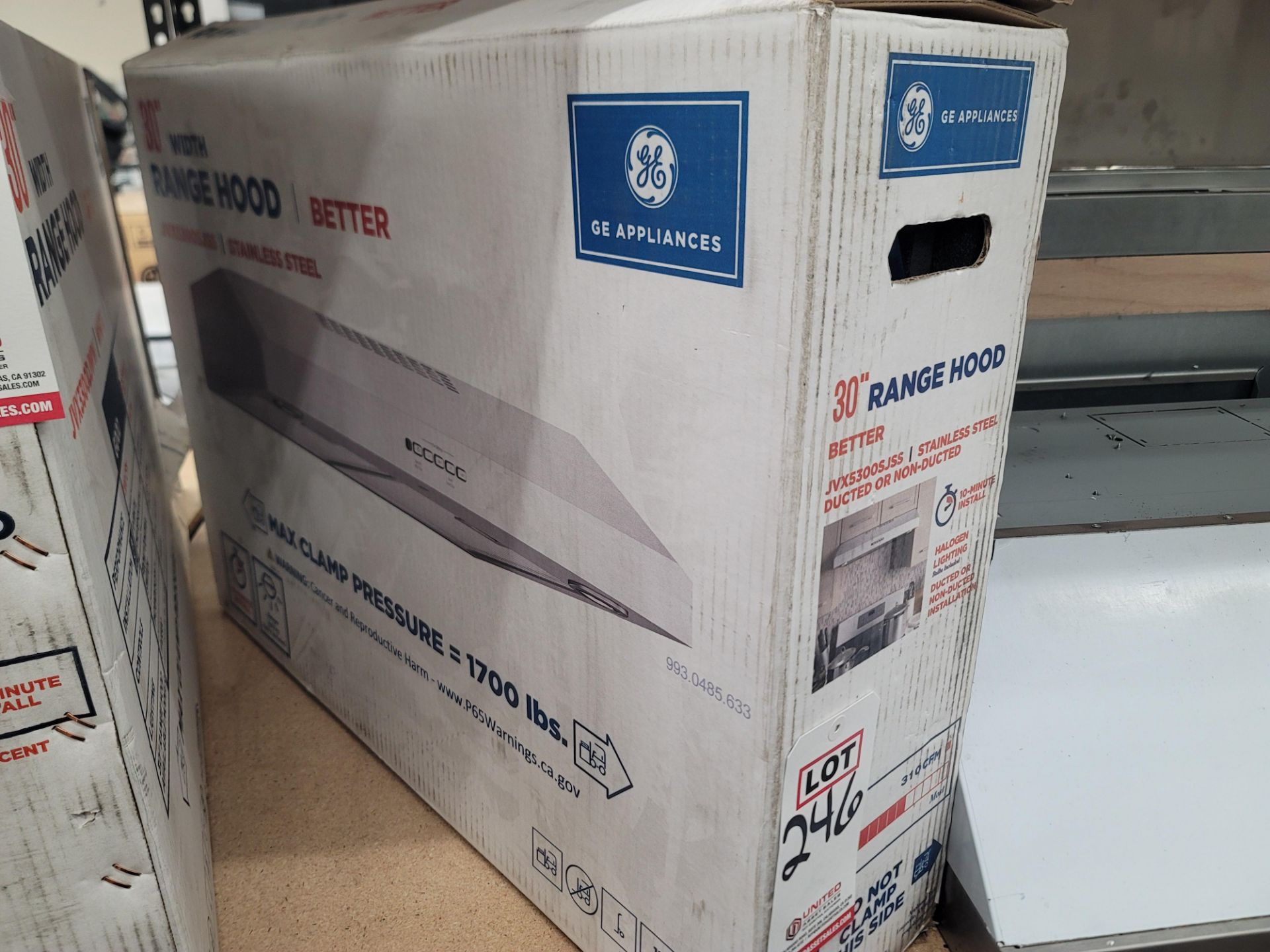 GE 30" UNDER CABINET RANGE HOOD IN STAINLESS STEEL, MODEL JVX5300SJSS, IN ORIGINAL CARTON