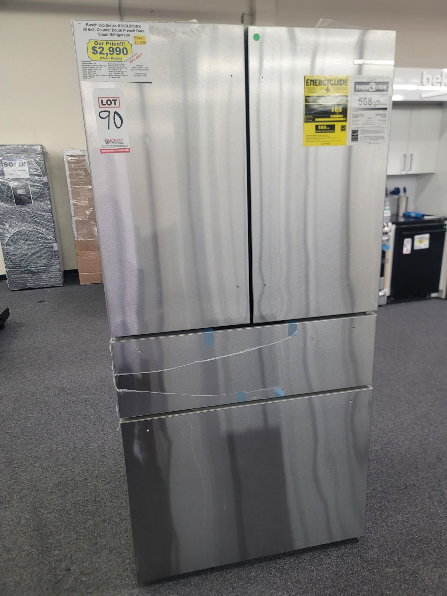 BOSCH 800 SERIES 36" COUNTER DEPTH FRENCH DOOR 14.5 CU. FT. REFRIGERATOR / 6.0 CU. FT. FREEZER /