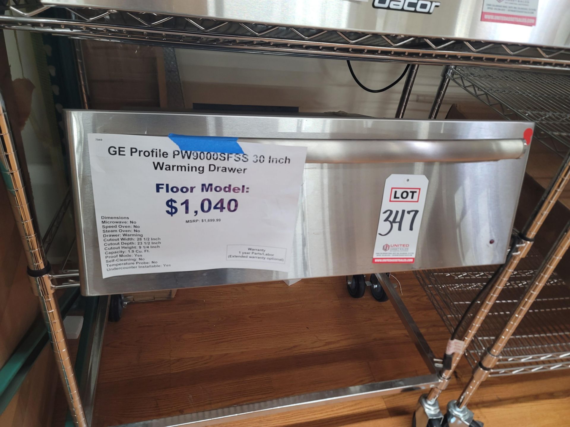 GE PROFILE 30" WARMING DRAWER, MODEL PW9000SFSS