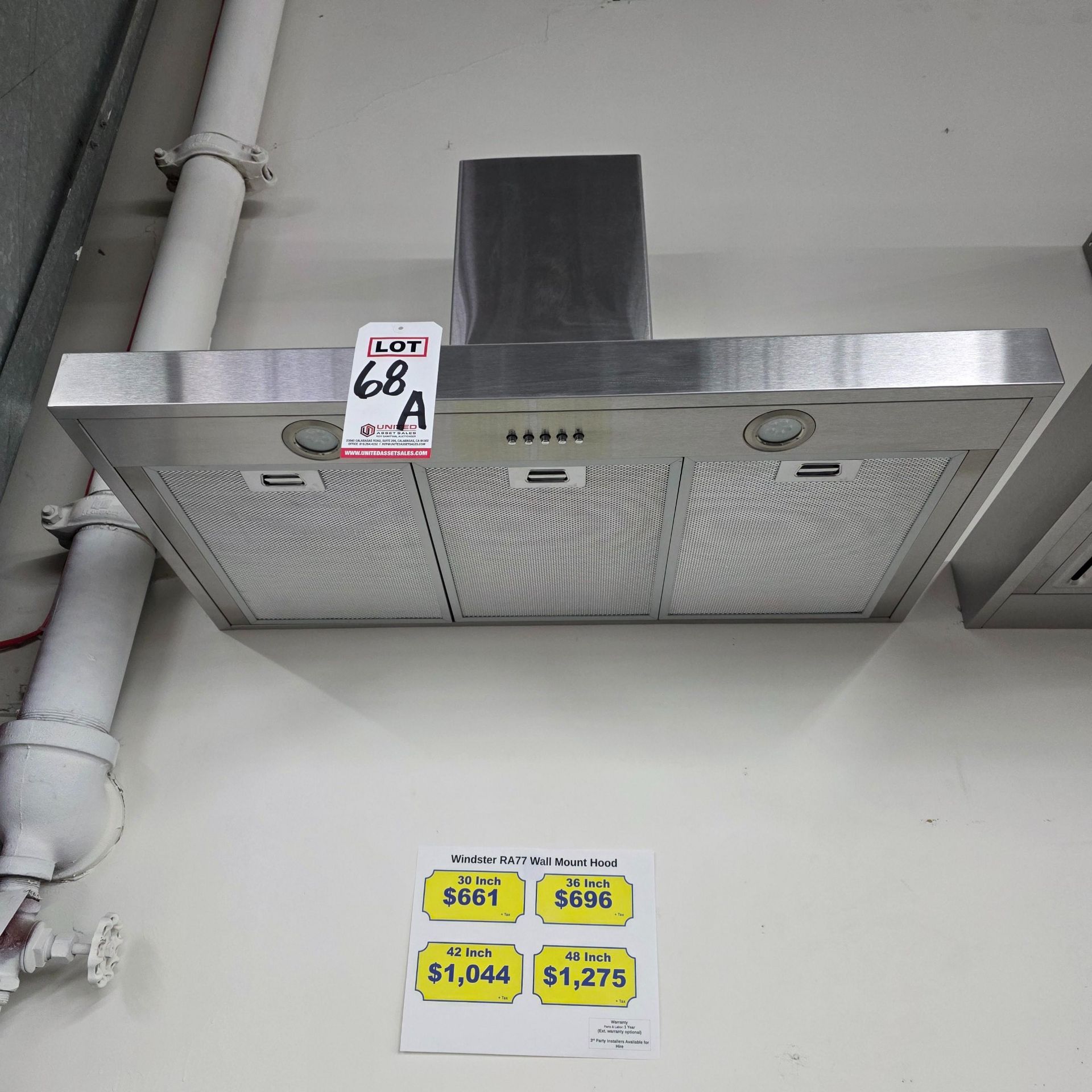 WINDSTER 36" WALL MOUNT HOOD, MODEL RA77, (NOTE: SHELL ONLY - NO INTERNAL PARTS, FOR DISPLAY ONLY)