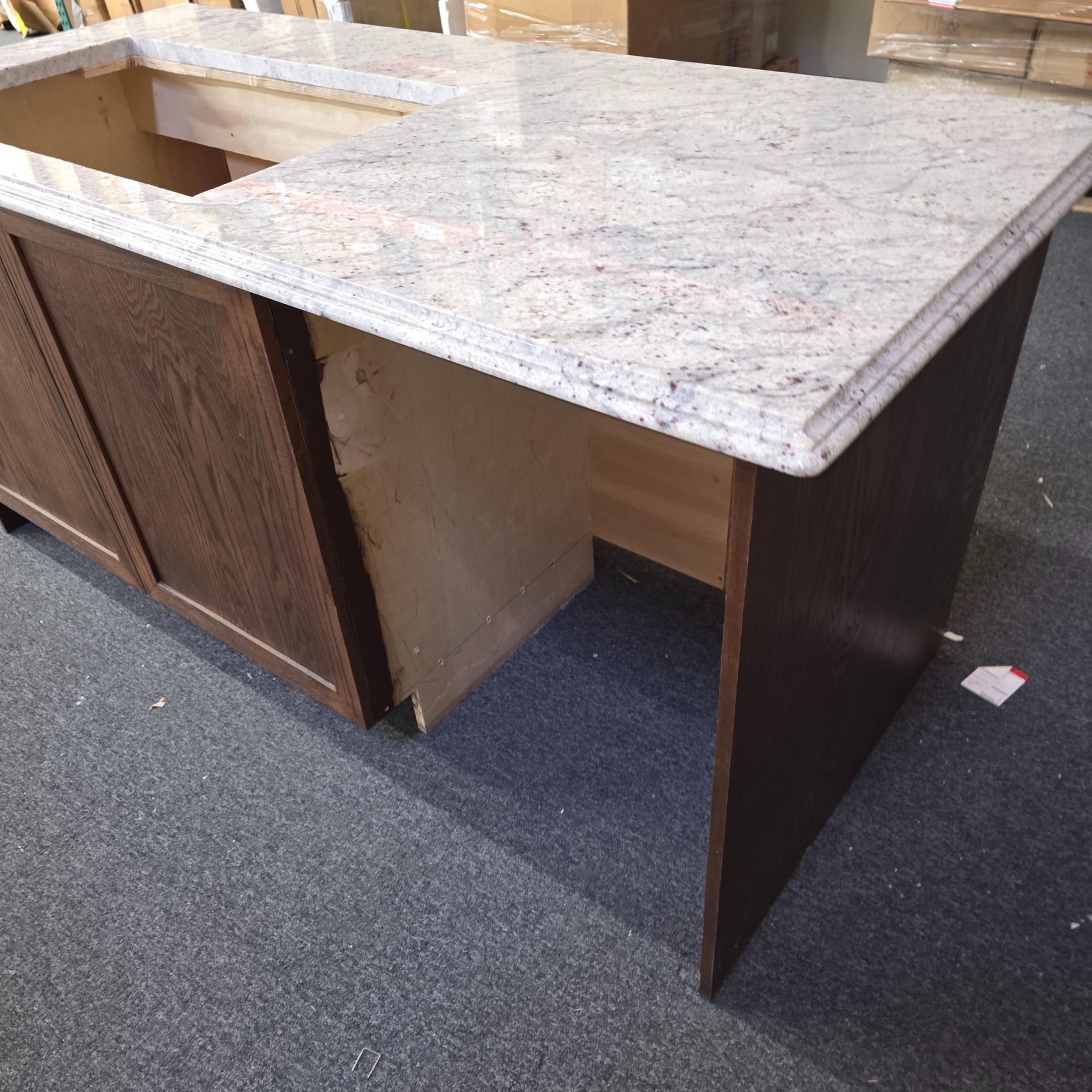 BROWN ISLAND CABINET BUILT FOR 24" DISHWASHER OR TRASH COMPACTOR, W/ 75-1/2" X 34-1/2" X 1-1/4" - Image 3 of 5