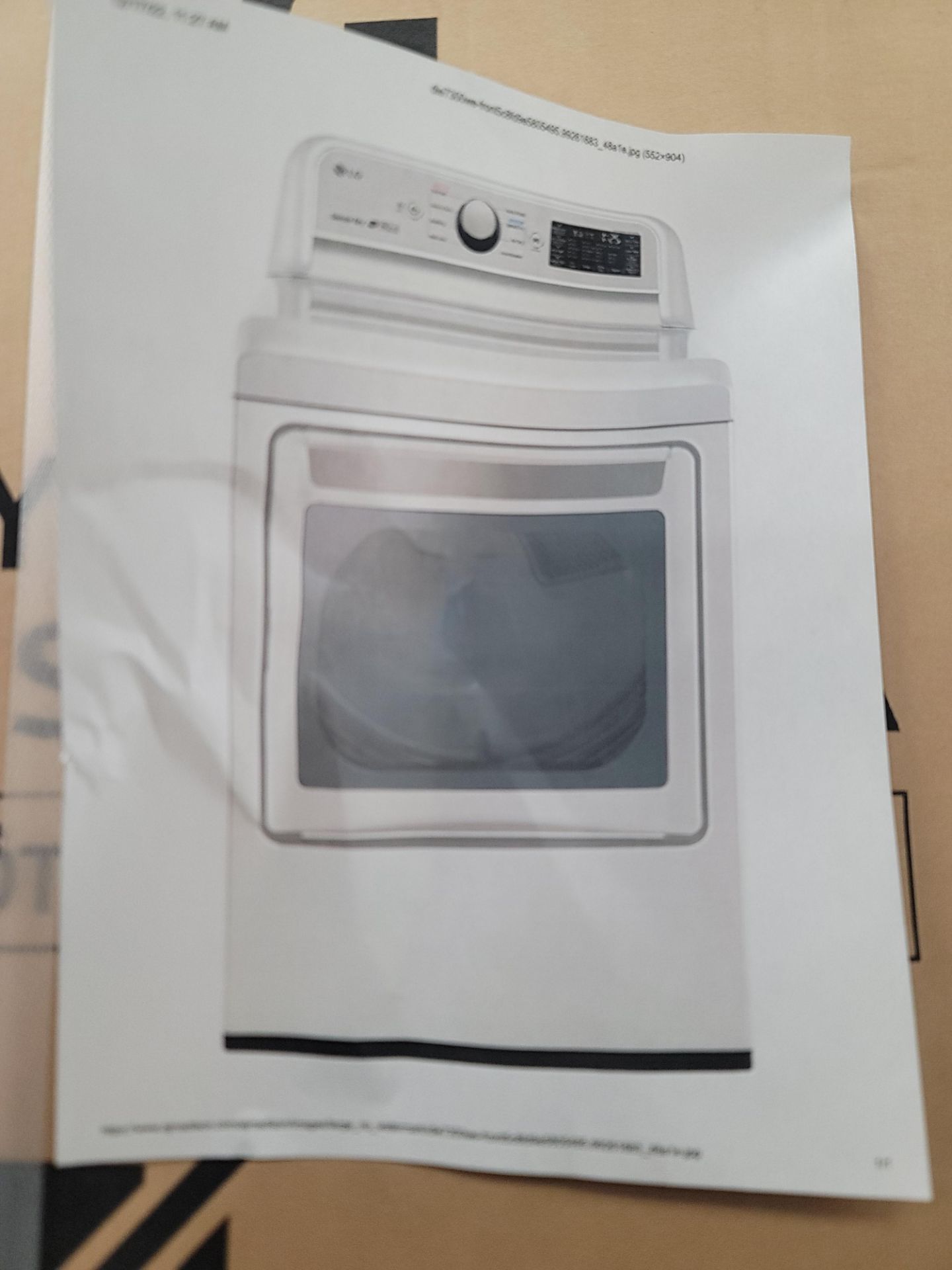 LG 27" ELECTRIC SMART DRYER IN WHITE, 7.3 CU. FT. CAPACITY, MODEL DLE7300WE, IN UNOPENED CARTON - Image 2 of 3
