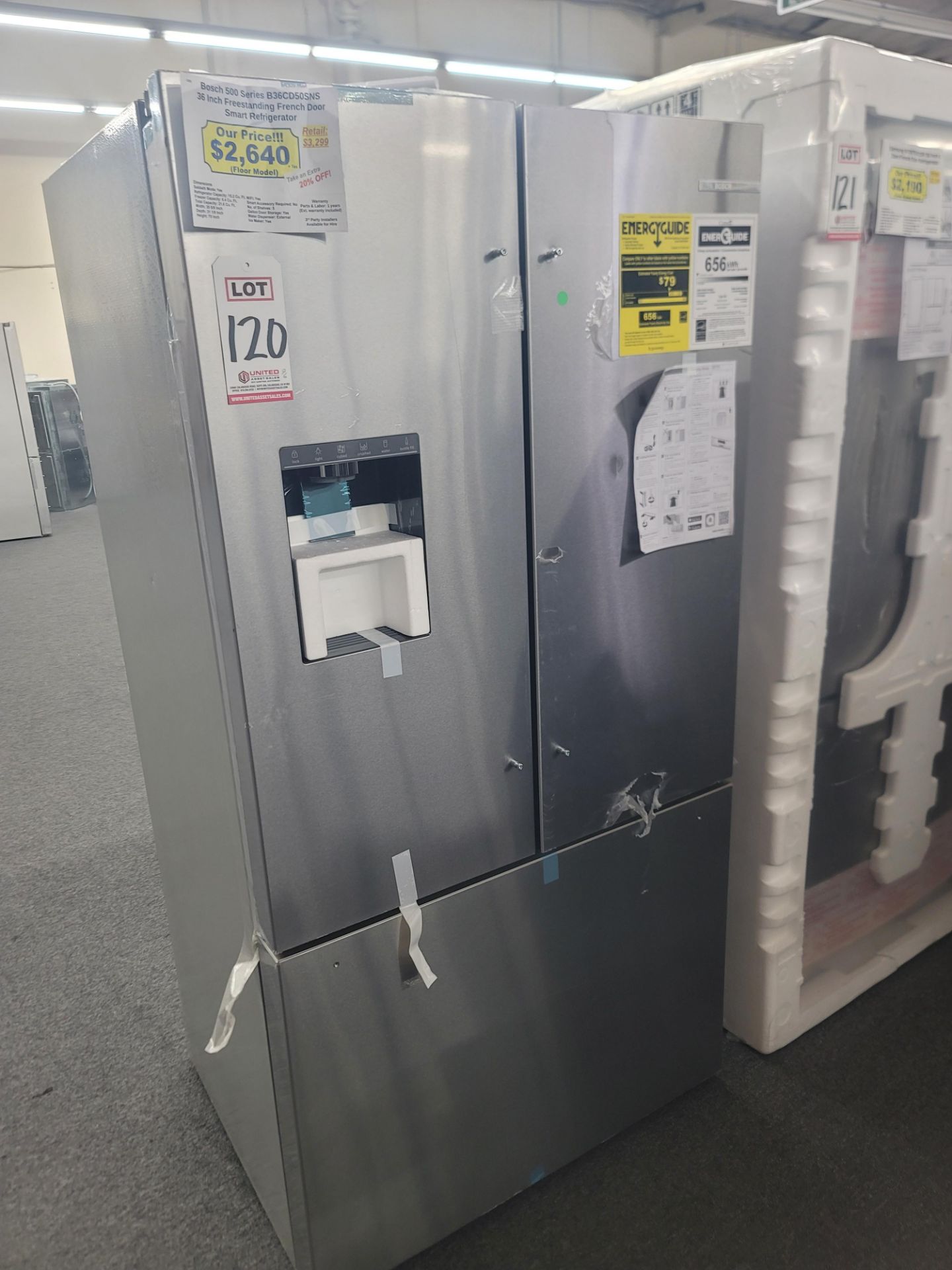 BOSCH 500 SERIES 36" SMART FREESTANDING FRENCH DOOR 15.2 CU. FT. REFRIGERATOR / 6.4 CU. FT.