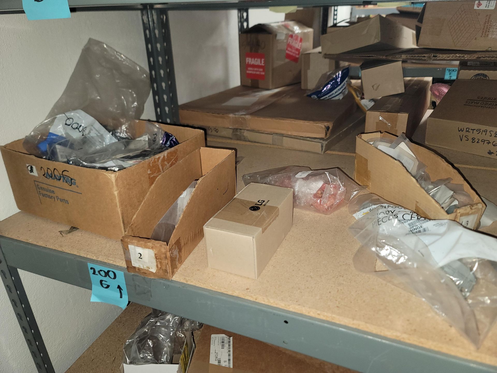 LOT - 8' SHELF UNIT W/ CONTENTS OF APPLIANCE REPLACEMENT PARTS - Image 8 of 16