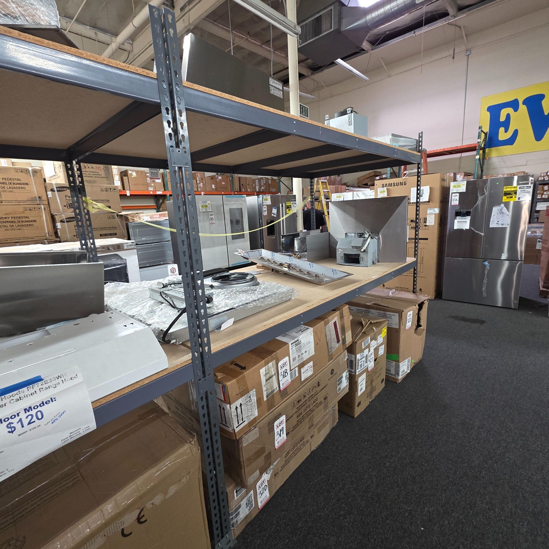 LOT - (4) SHELF UNITS, 8' X 4' X 7' HT, CONTENTS NOT INCLUDED, (DELAYED PICKUP UNTIL WEDNESDAY, - Image 4 of 5