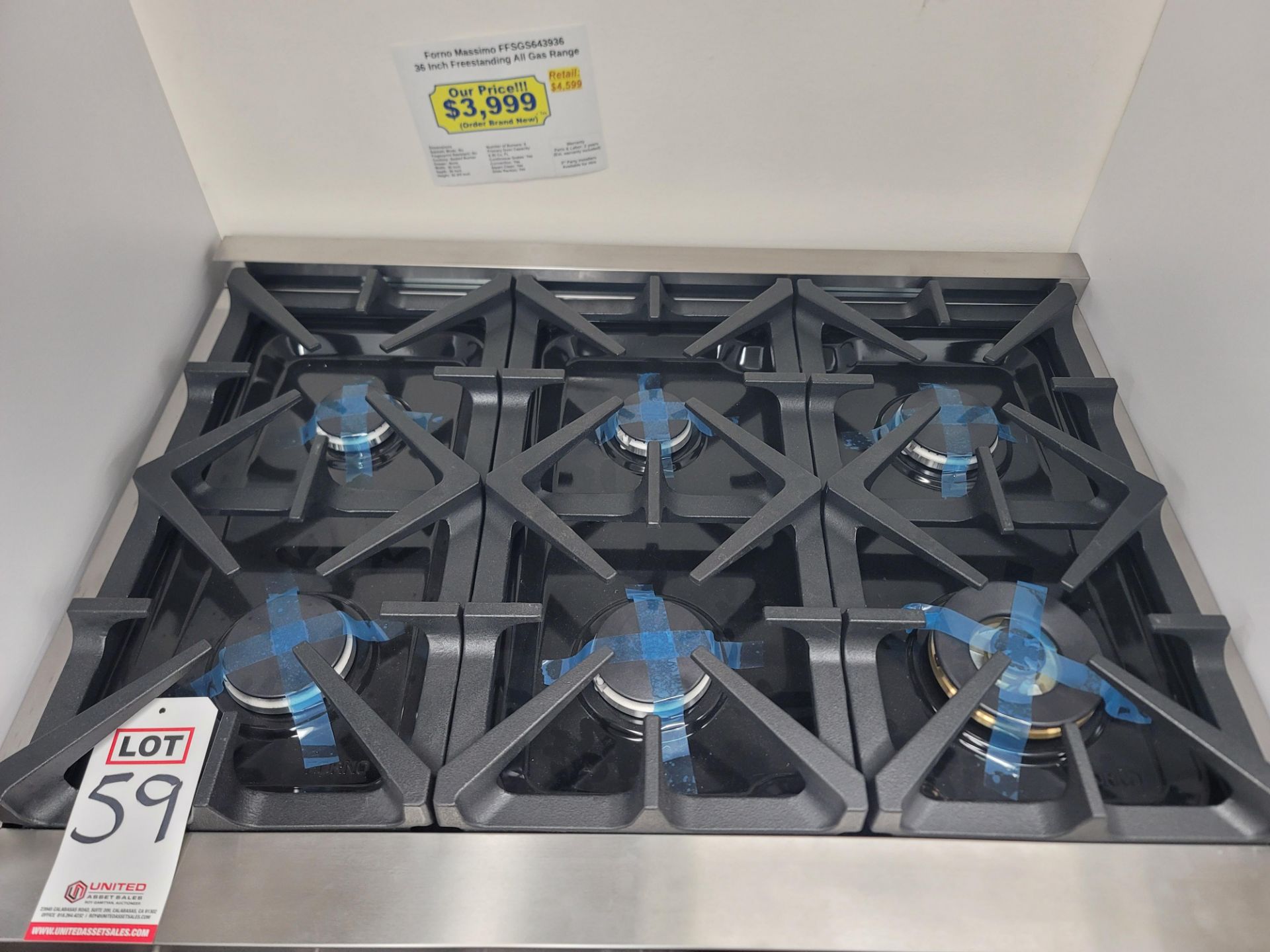 FORNO MASSIMO 36" FREESTANDING ALL GAS RANGE W/ (6) BURNERS AND 5.36 CU. FT. OVEN CAPACITY IN - Image 2 of 5