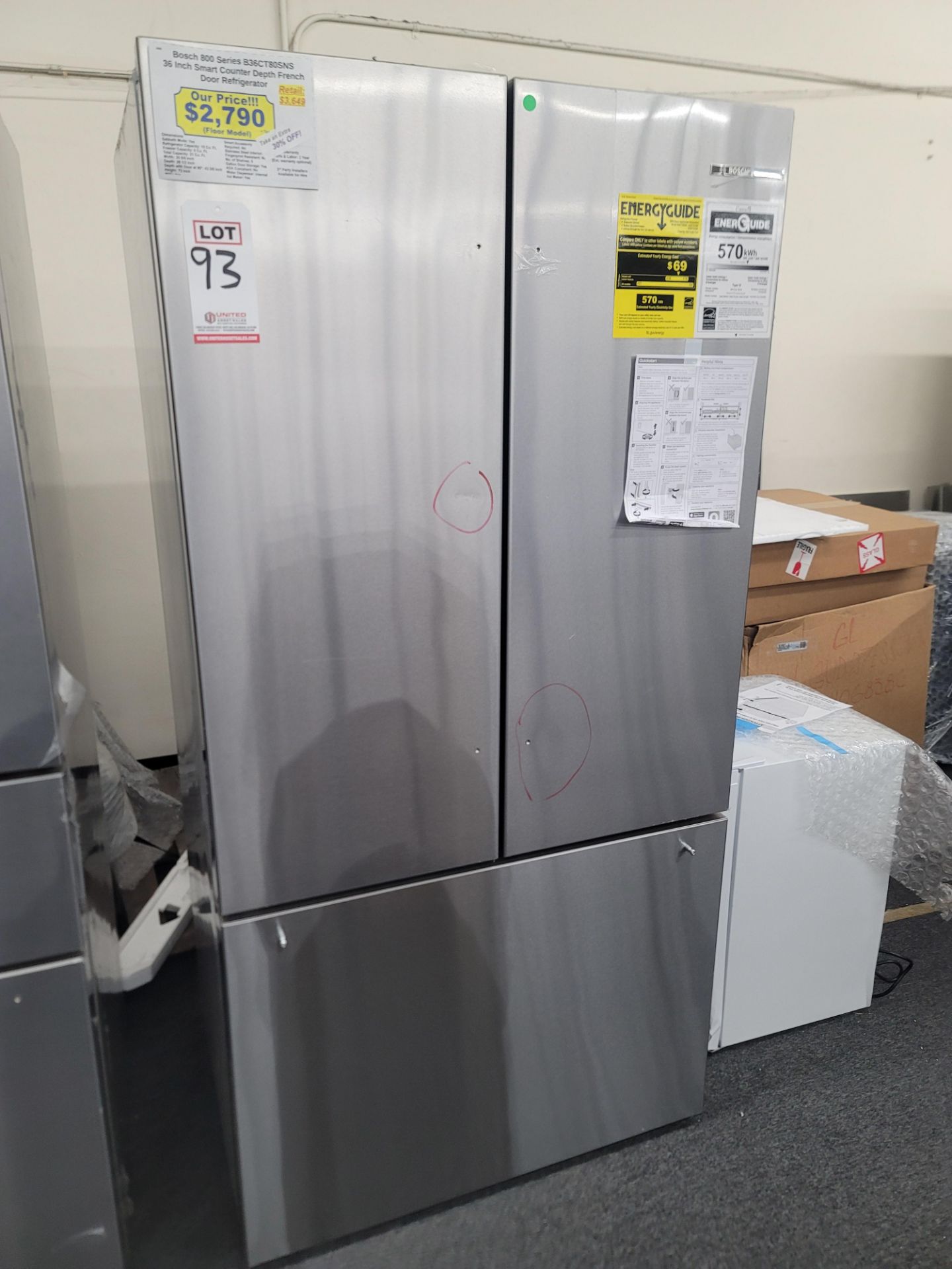 BOSCH 800 SERIES 36" SMART COUNTER DEPTH FRENCH DOOR 15 CU. FT. REFRIGERATOR / 6.0 CU. FT. FREEZER /