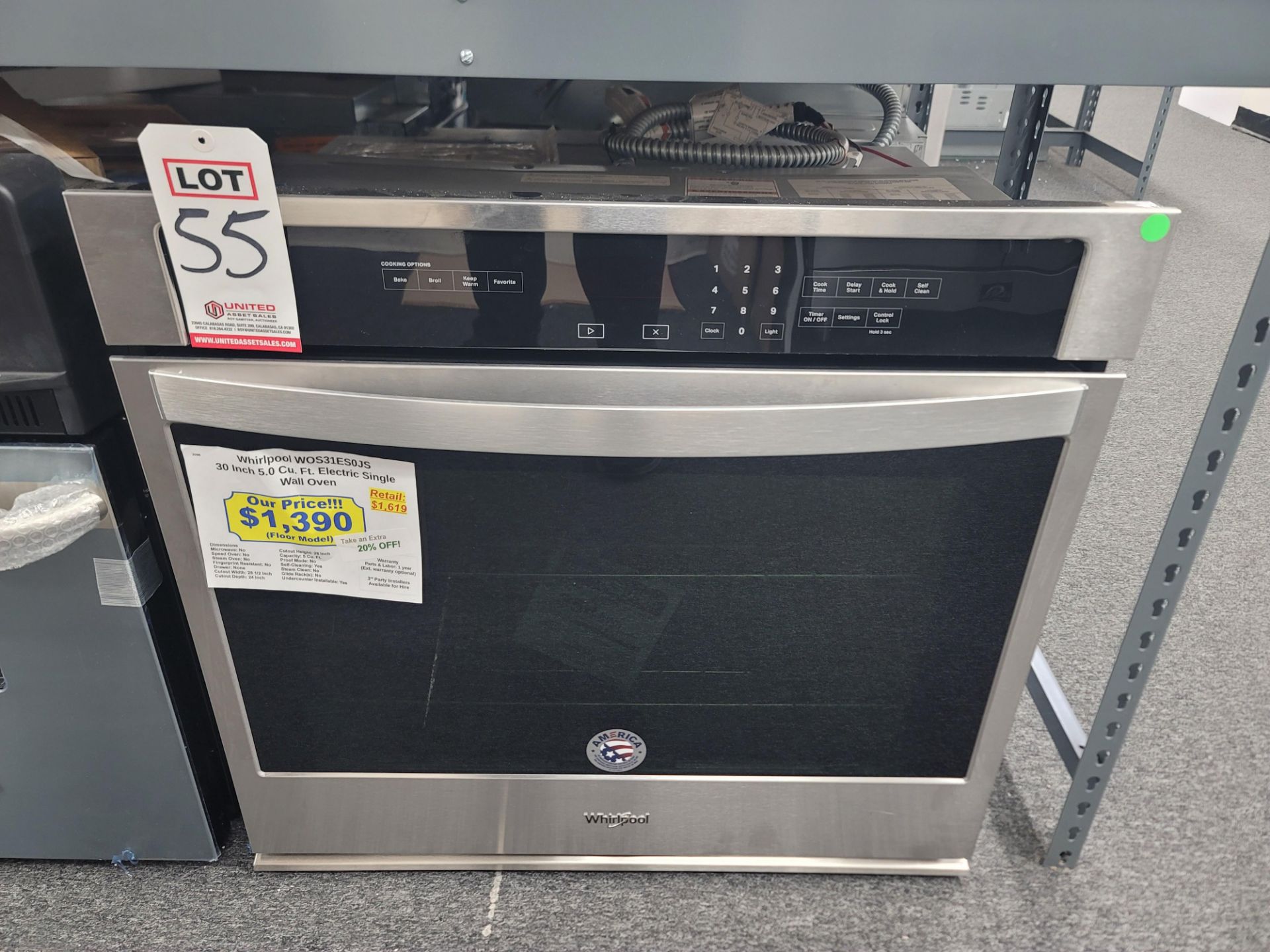 WHIRLPOOL 30" SINGLE ELECTRIC WALL OVEN W/ 5.0 CU. FT. CAPACITY IN STAINLESS STEEL, MODEL