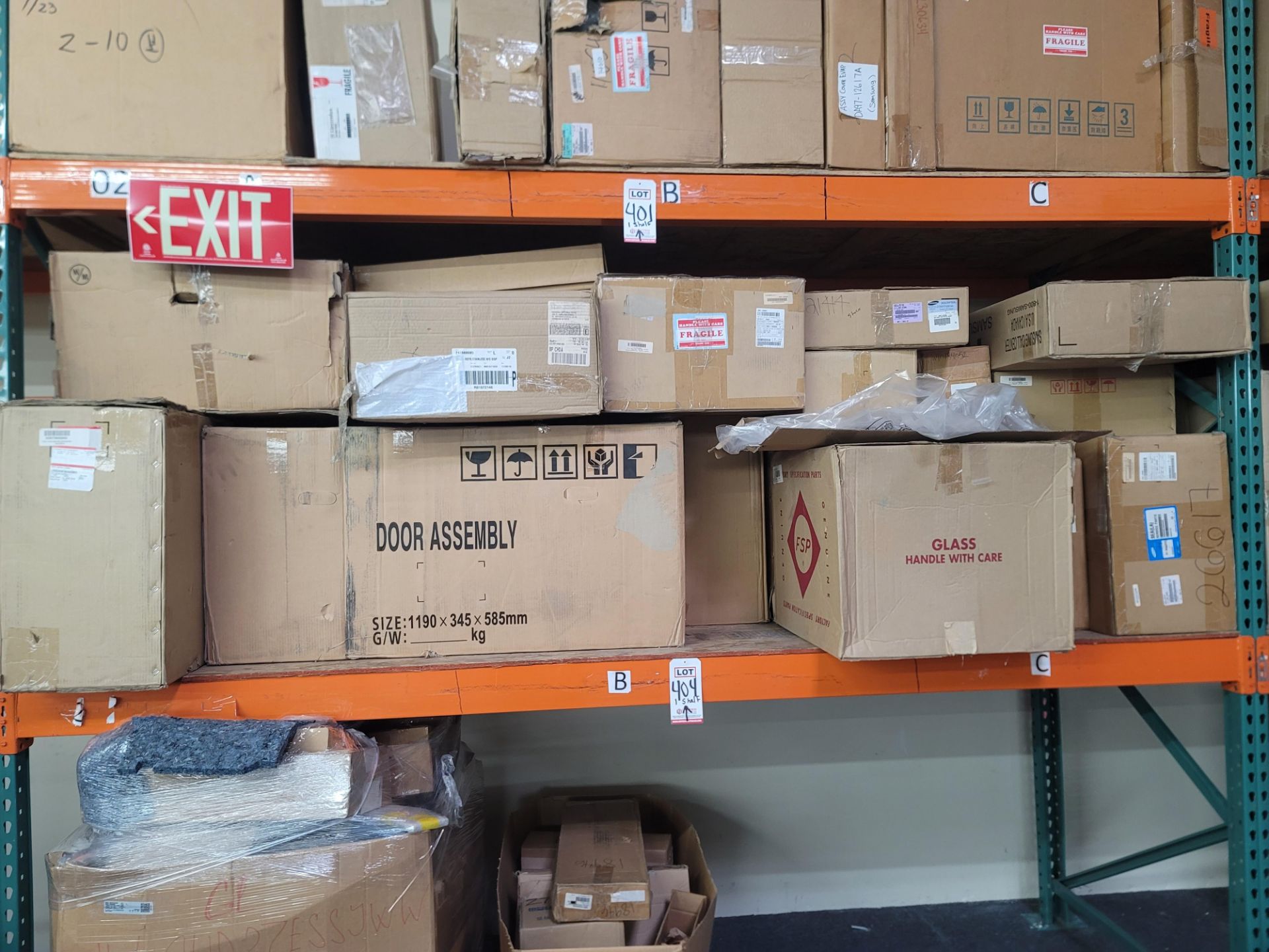 LOT - SHELF OF BOXED APPLIANCE REPLACEMENT PARTS, APPROX. (18) CARTONS