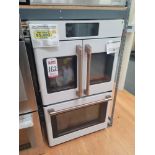 CAFE 30" DOUBLE CONVECTION SMART ELECTRIC WALL OVEN IN WHITE W/ BRONZE HANDLES, CAPACITY: UPPER 5.