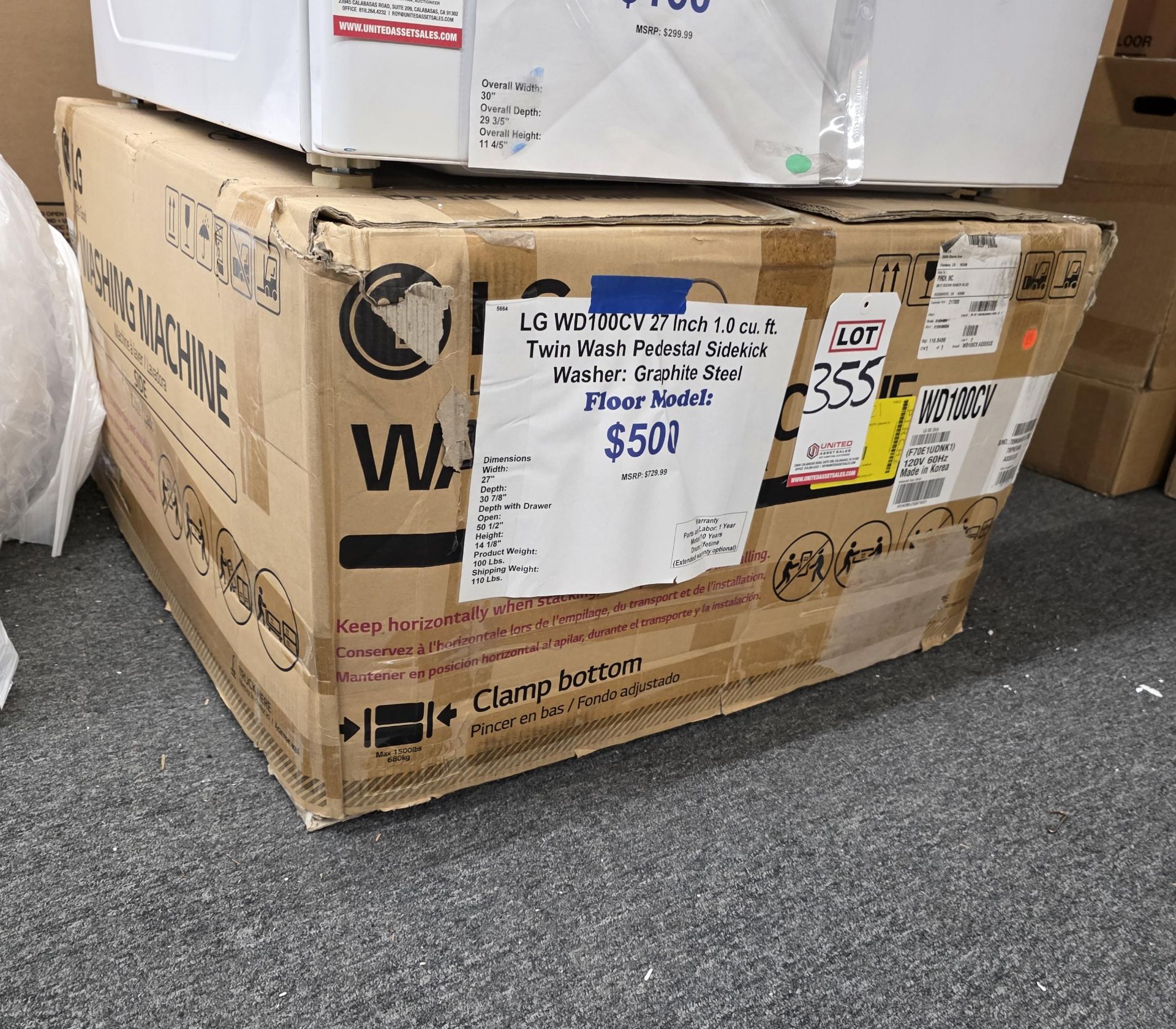 LG 27" SIDEKICK PEDESTAL WASHER IN GRAPHITE STEEL, 1.0 CU. FT. CAPACITY, MODEL WD100CV, IN