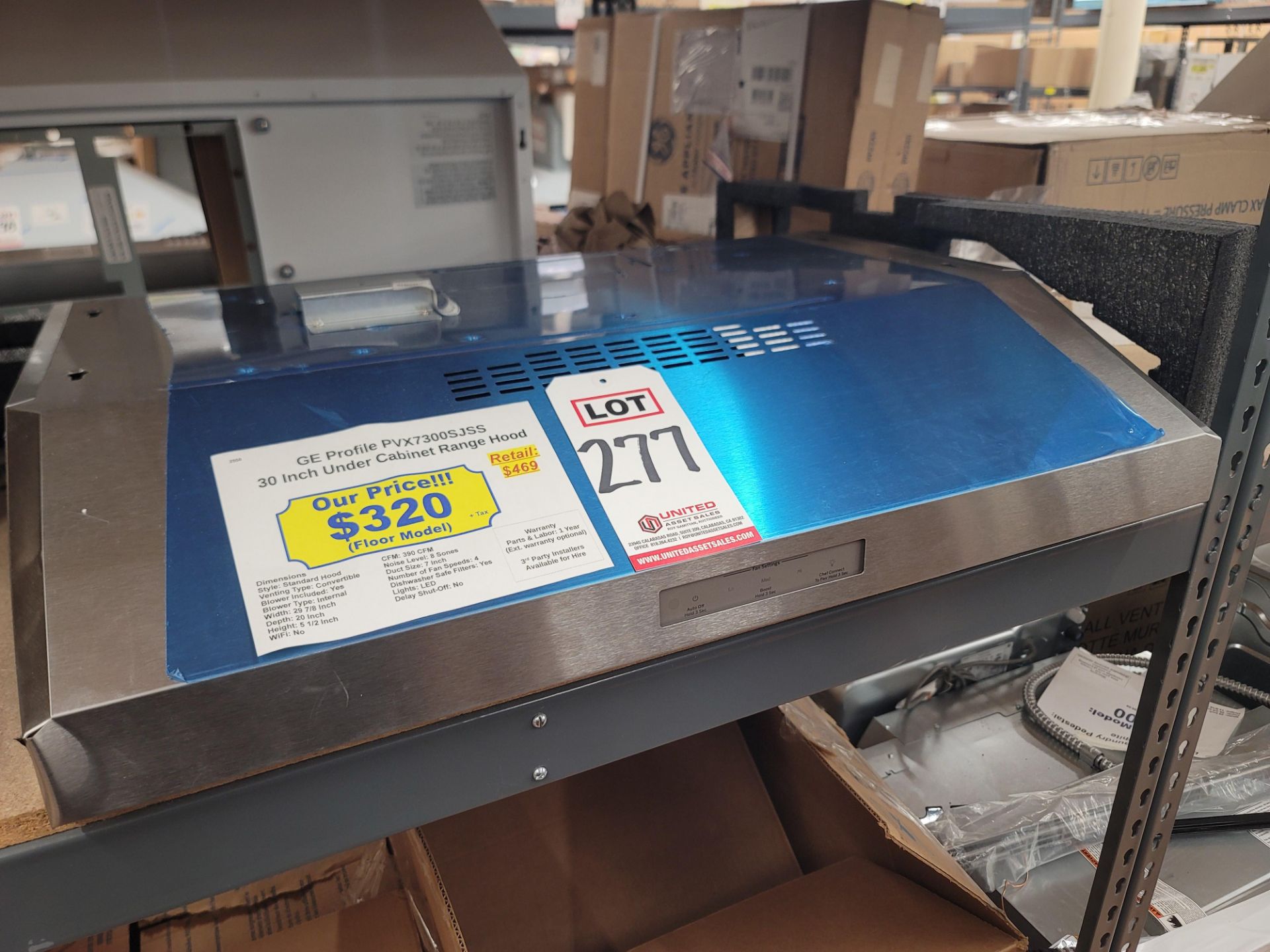 GE PROFILE 30" UNDER CABINET RANGE HOOD, MODEL PVX7300SJSS