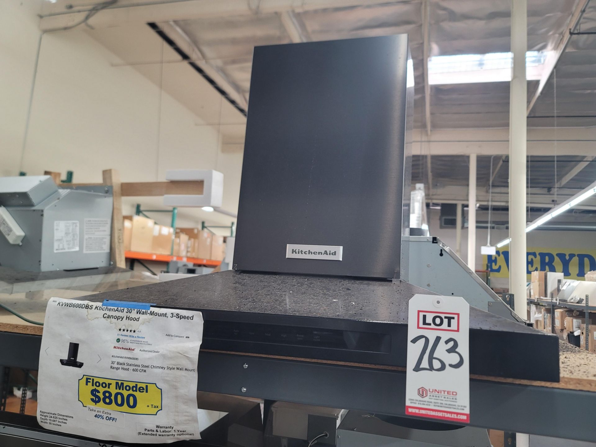 KITCHENAID 30" WALL MOUNT 3-SPEED CANOPY RANGE HOOD IN BLACK STAINLESS STEEL, MODEL KVWB600DBS