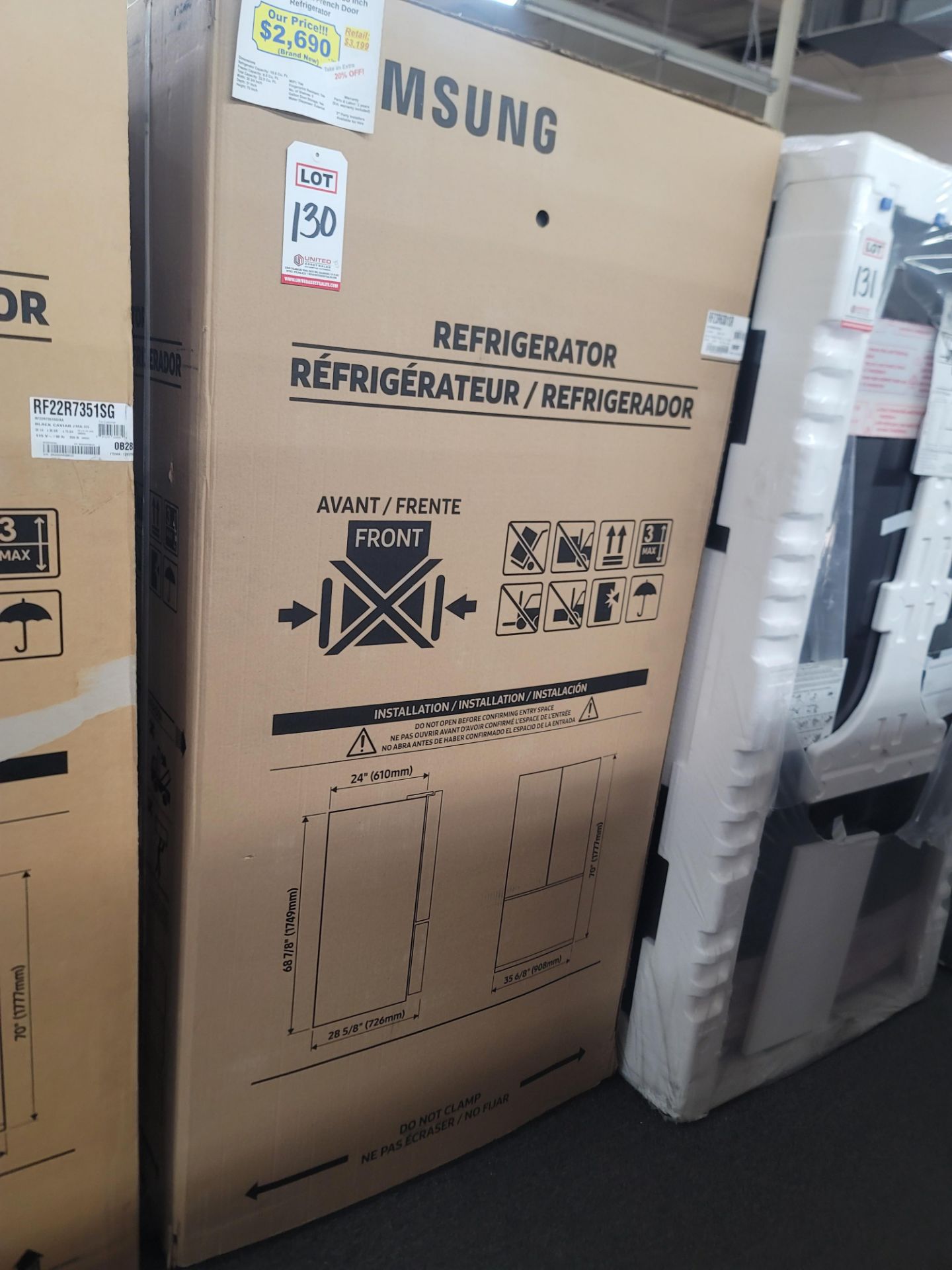 SAMSUNG 36" COUNTER DEPTH FRENCH DOOR 15.6 CU. FT. REFRIGERATOR / 6.9 CU. FT. FREEZER / 22.5 CU. FT.