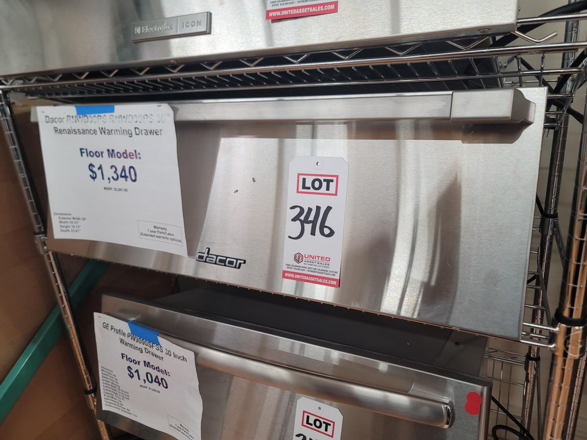 DACOR RENAISSANCE 30" WARMING DRAWER, MODEL RNWD30PS