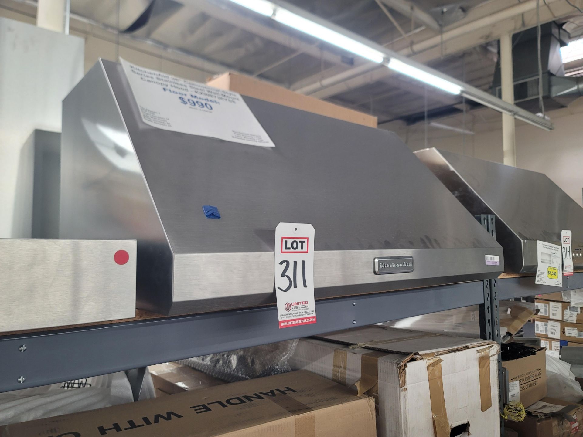 KITCHENAID COMMERCIAL-STYLE SERIES 36" WALL MOUNT CANOPY RANGE HOOD, 600-1200 CFM, MODEL KXW8736YSS