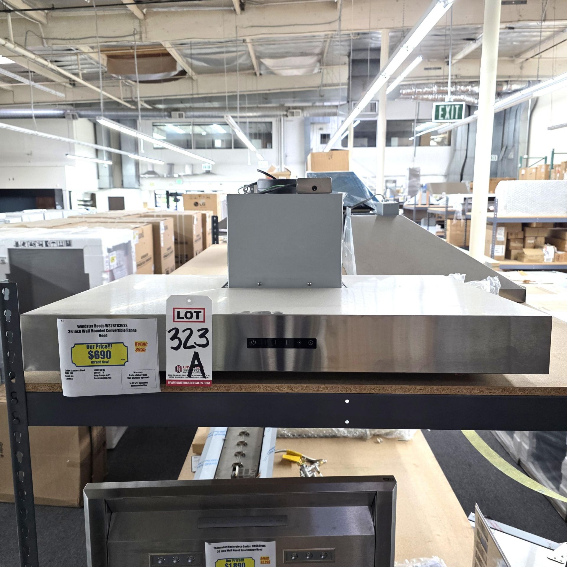 WINDSTER 36" WALL MOUNT CONVERTIBLE RANGE HOOD, MODEL WS28TB36SS