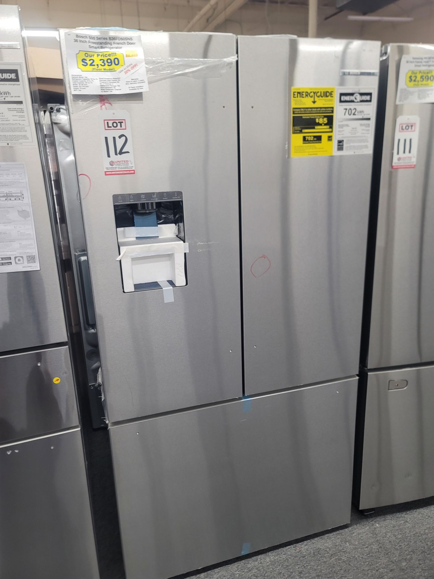 BOSCH 500 SERIES 36" SMART FREESTANDING FRENCH DOOR 18 CU. FT. REFRIGERATOR / 8 CU. FT. FREEZER / 26