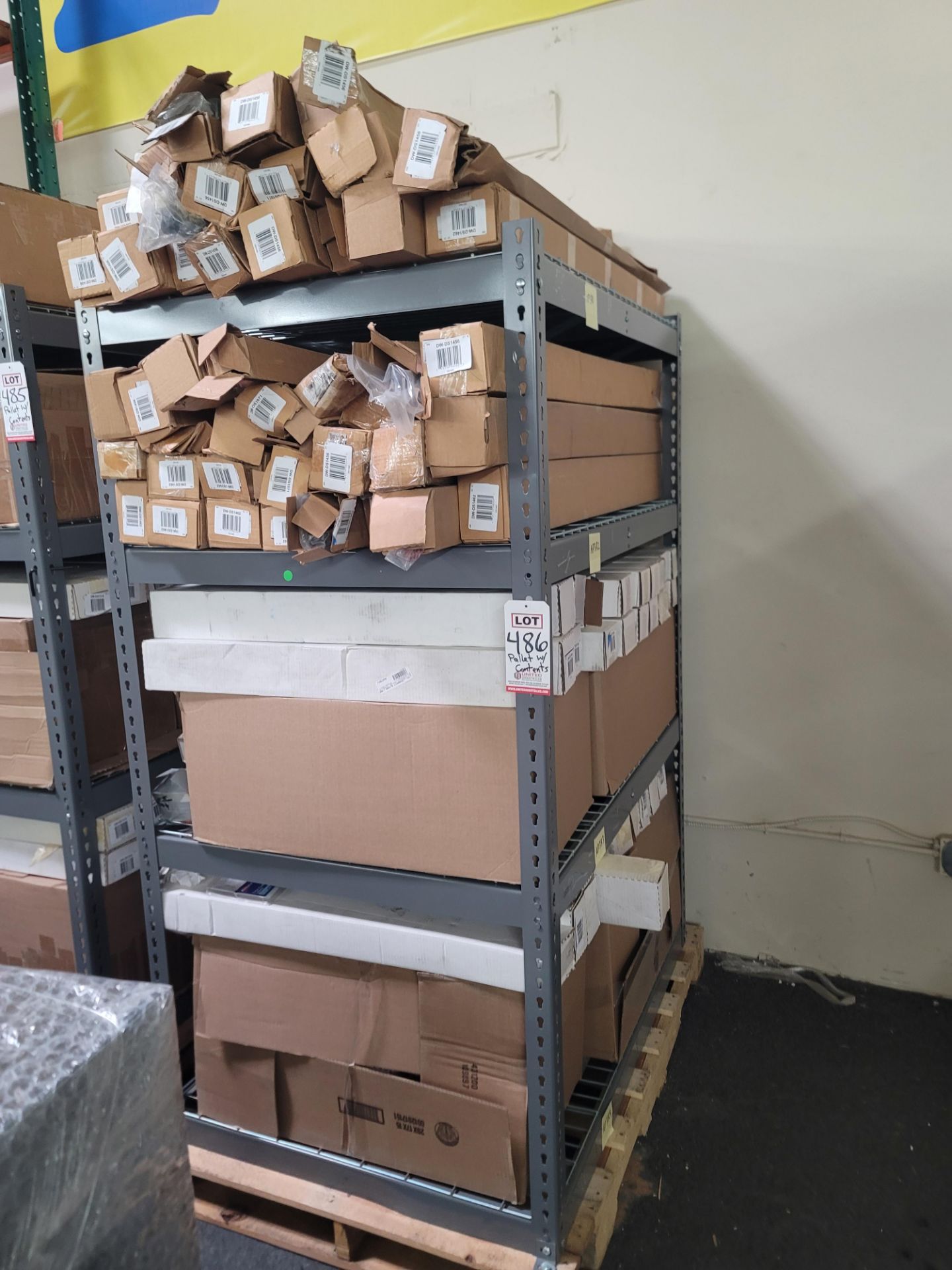 LOT - SHELF UNIT, 3' X 4', W/ CONTENTS OF CAR PARTS