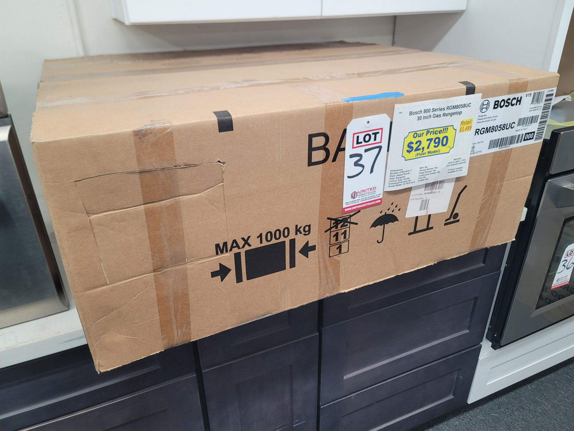 BOSCH 800 SERIES 30" GAS RANGETOP W/ (4) BURNERS IN STAINLESS STEEL, MODEL RGM8058UC