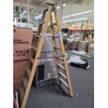 KELLER 8' EXTRA H.D. FIBERGLASS LADDER, TREADS ON BOTH SIDES, MODEL M8708, 300 LB CAPACITY