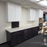 LOT - TWO-TONE KITCHEN CABINET SET W/ 9' OF BASE CABINETS, 31" OVEN CABINET AND (2) 35-1/2" WALL