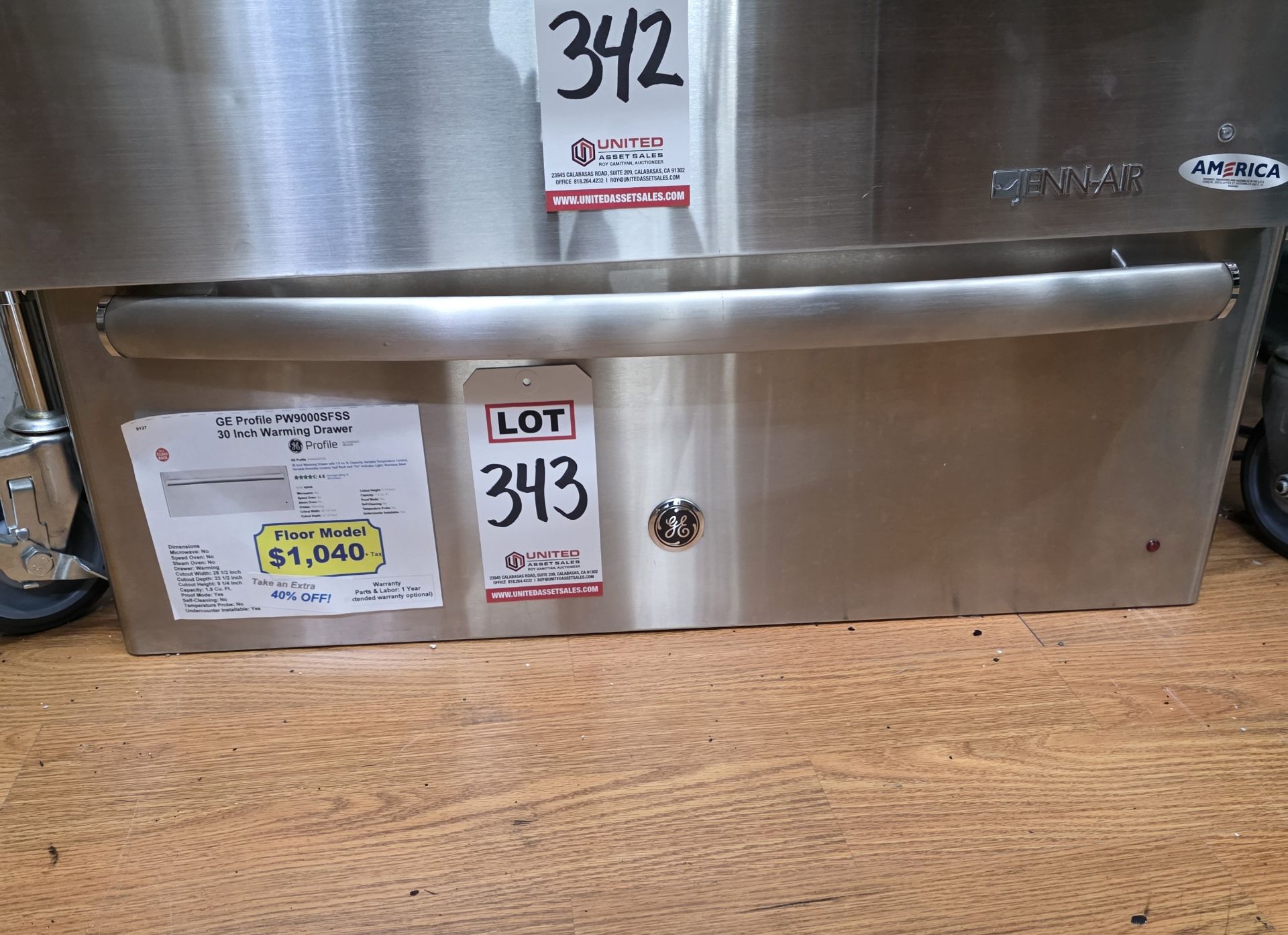 GE PROFILE 30" WARMING DRAWER, MODEL PW9000SFSS