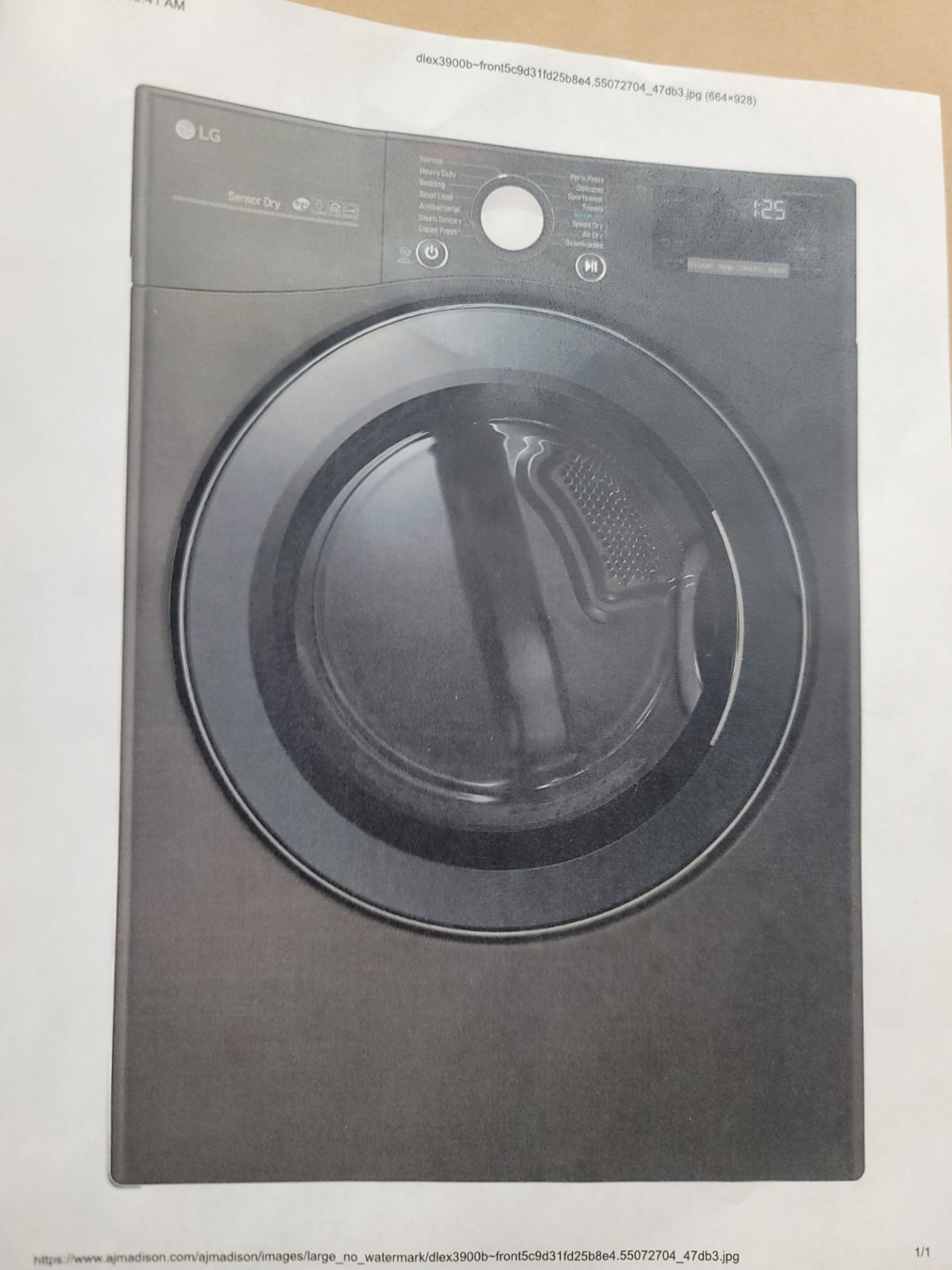 LG TURBOSTEAM SERIES 27" ELECTRIC DRYER IN BLACK, 7.4 CU. FT. CAPACITY, MODEL DLEX3900B, STILL IN - Image 2 of 3