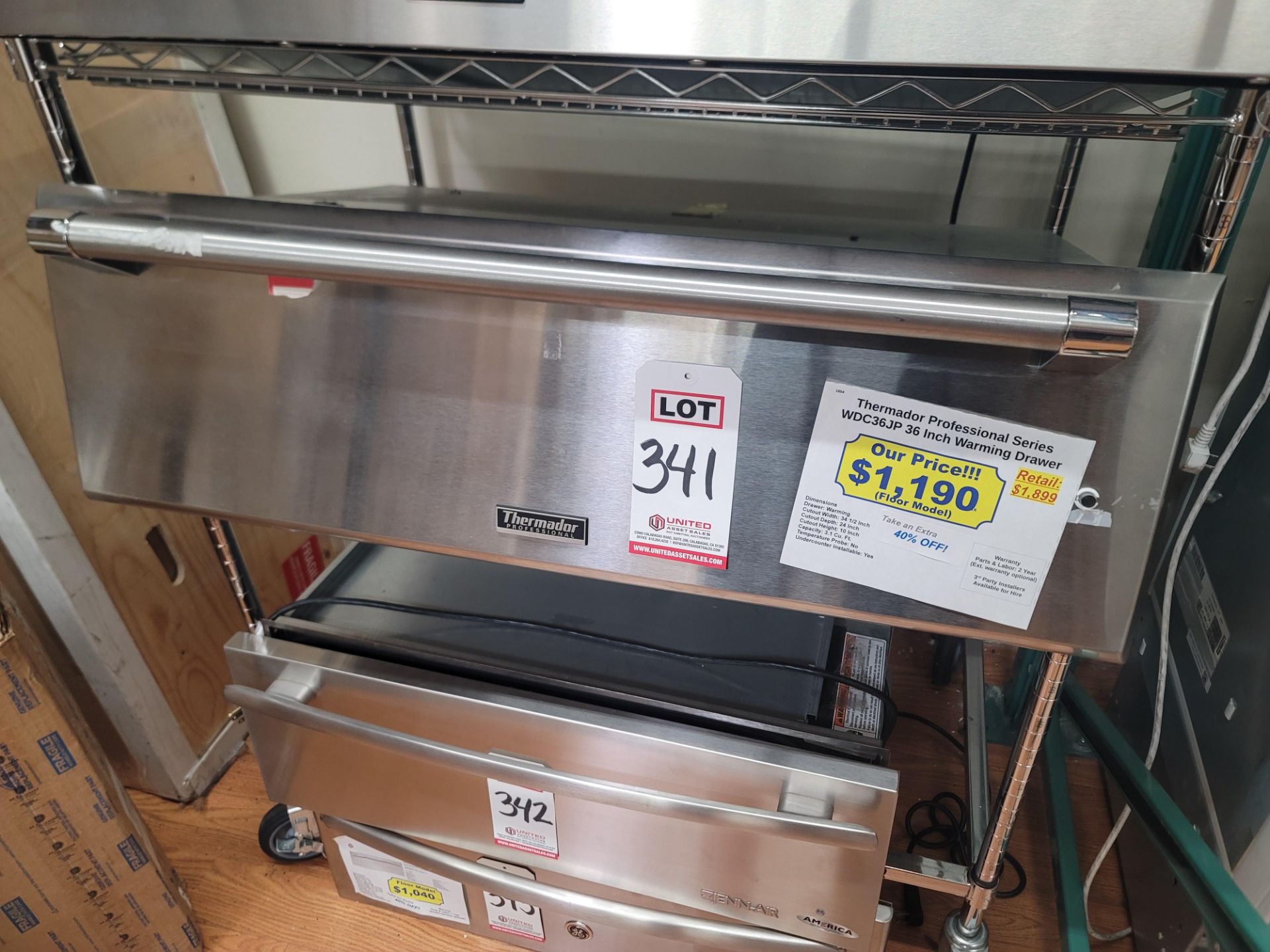 THERMADOR PROFESSIONAL SERIES 36" WARMING DRAWER, MODEL WDC36JP