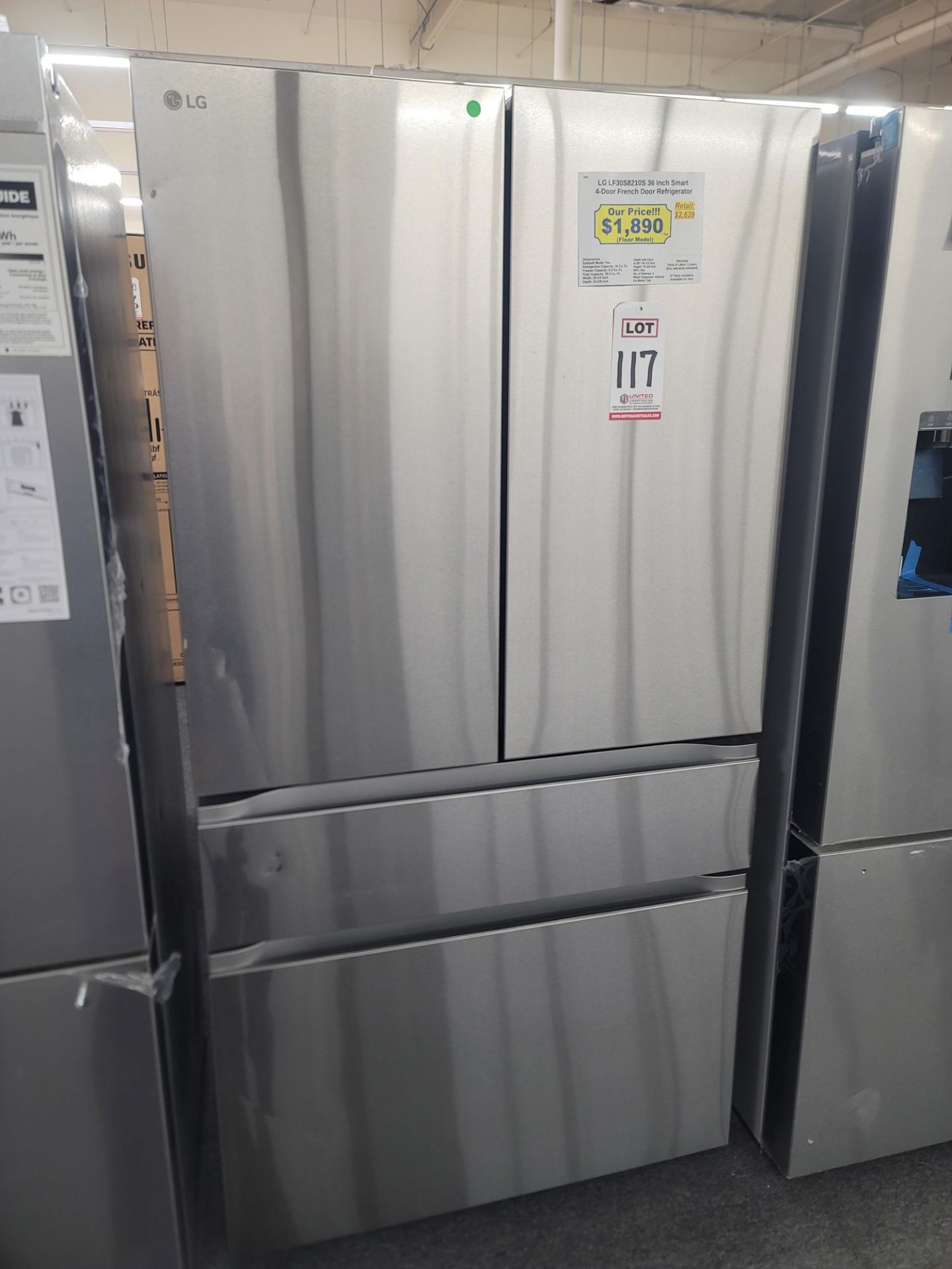 LG 36" SMART 4-DOOR FRENCH DOOR 18.0 CU. FT. REFRIGERATOR / 8.2 CU. FT. FREEZER / 29.6 CU. FT. TOTAL