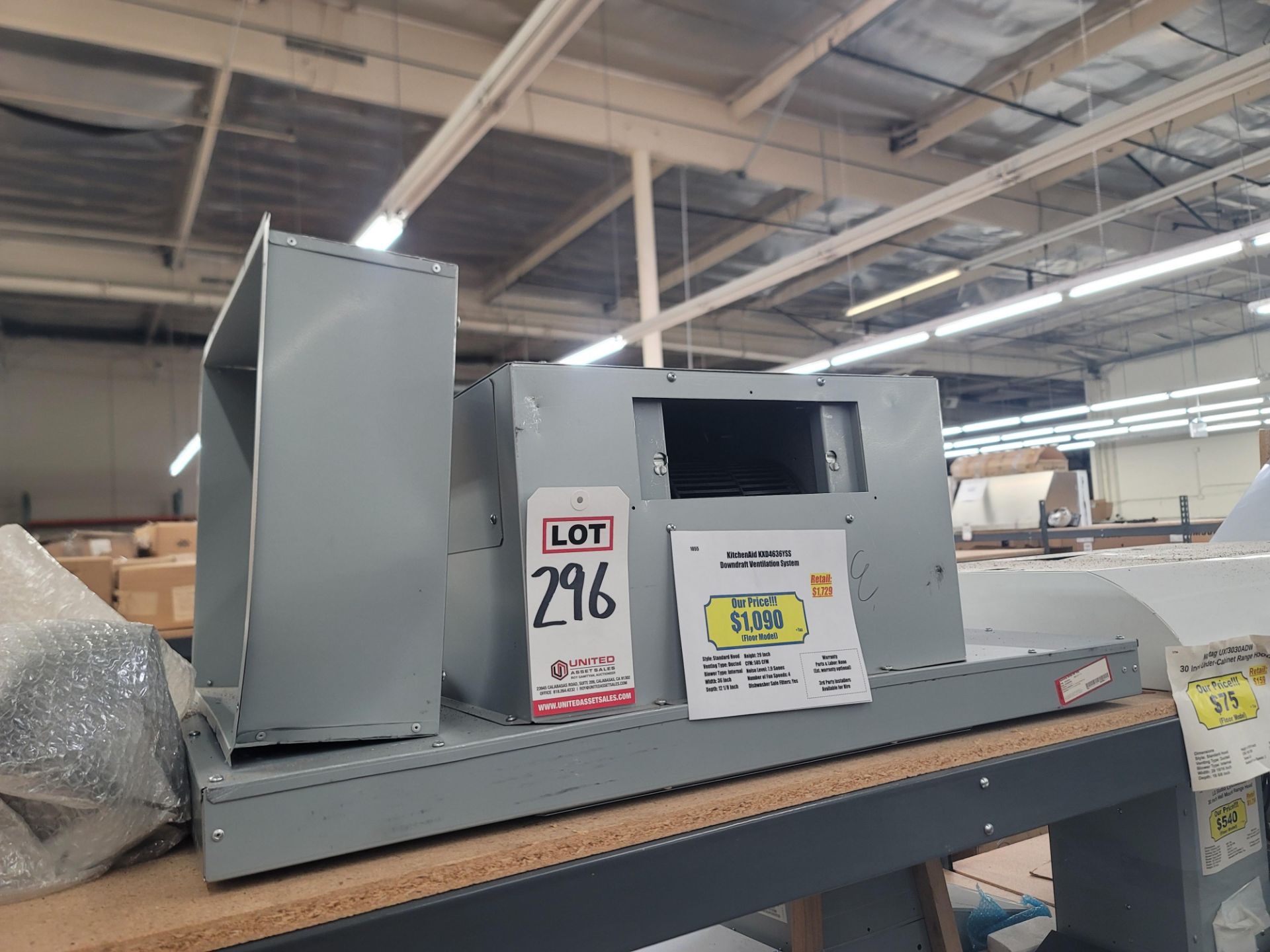 KITCHENAID 36" DOWNDRAFT VENTILATION SYSTEM, MODEL KXD4636YSS