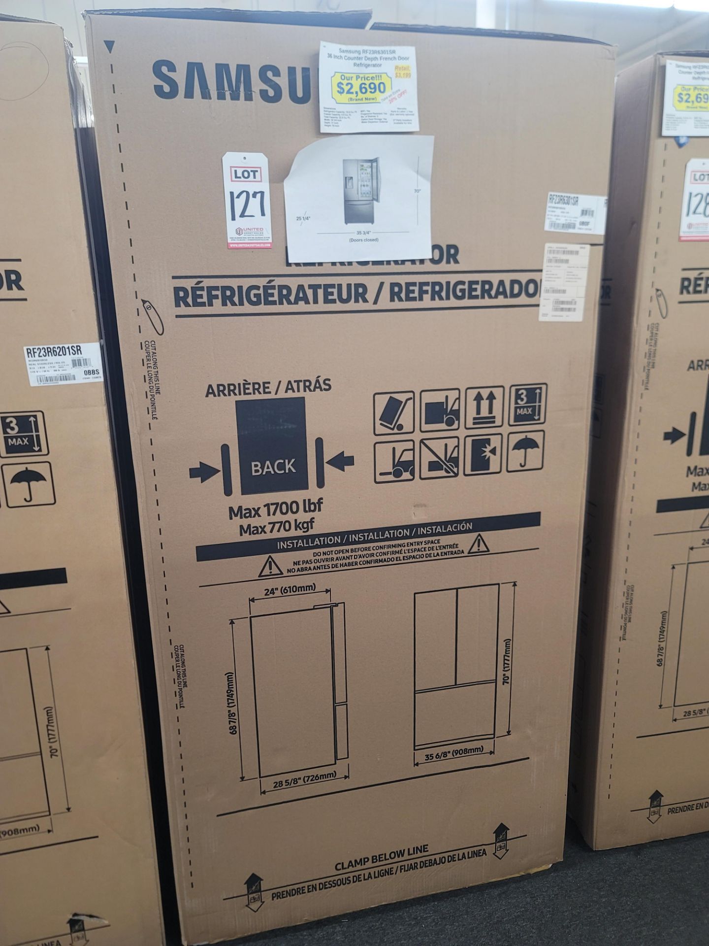 SAMSUNG 36" COUNTER DEPTH FRENCH DOOR 15.6 CU. FT. REFRIGERATOR / 6.9 CU. FT. FREEZER / 22.5 CU. FT.