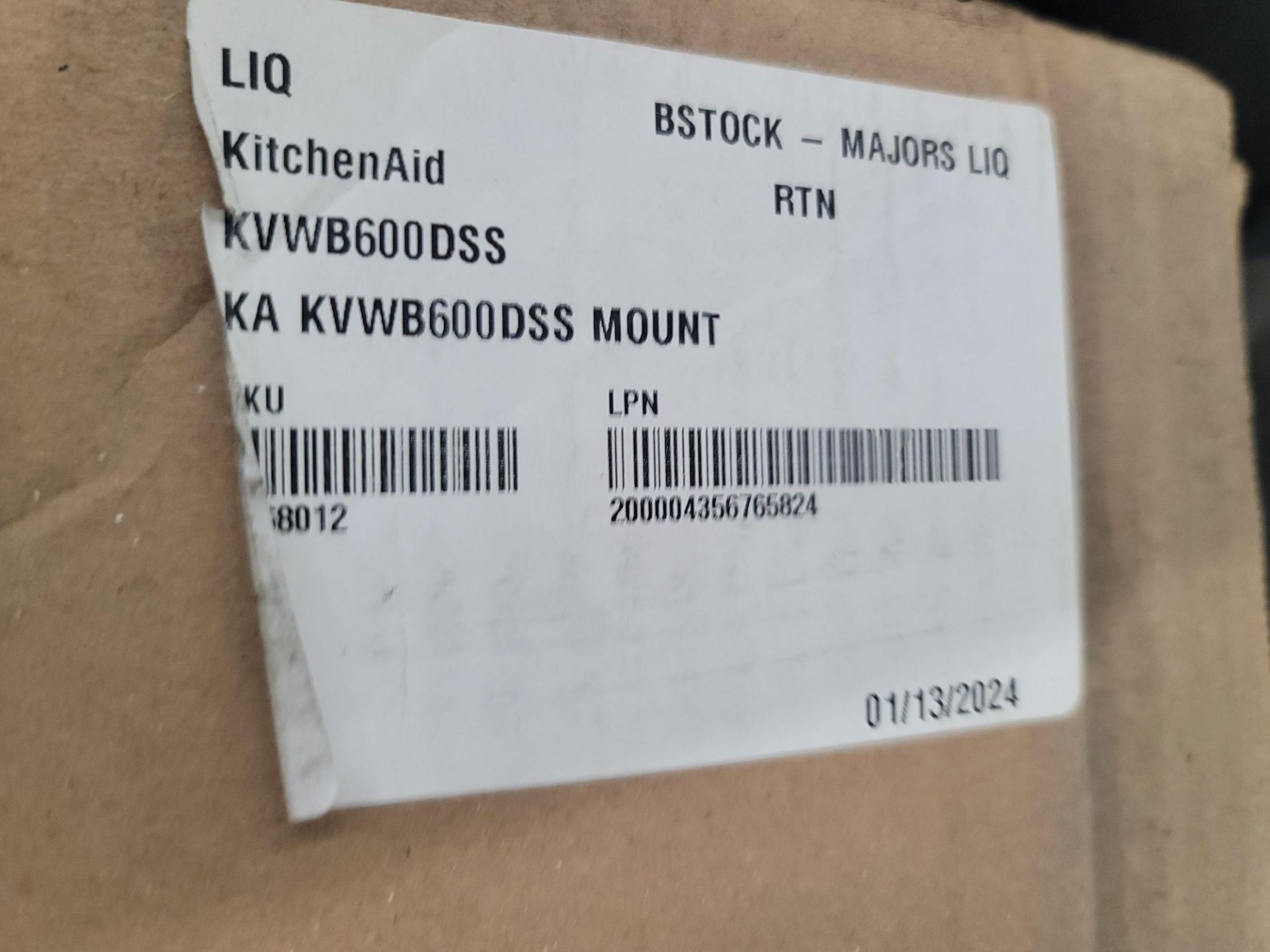 KITCHENAID 30" WALL MOUNT CANOPY RANGE HOOD, MODEL KVWB600DSS - Image 3 of 3