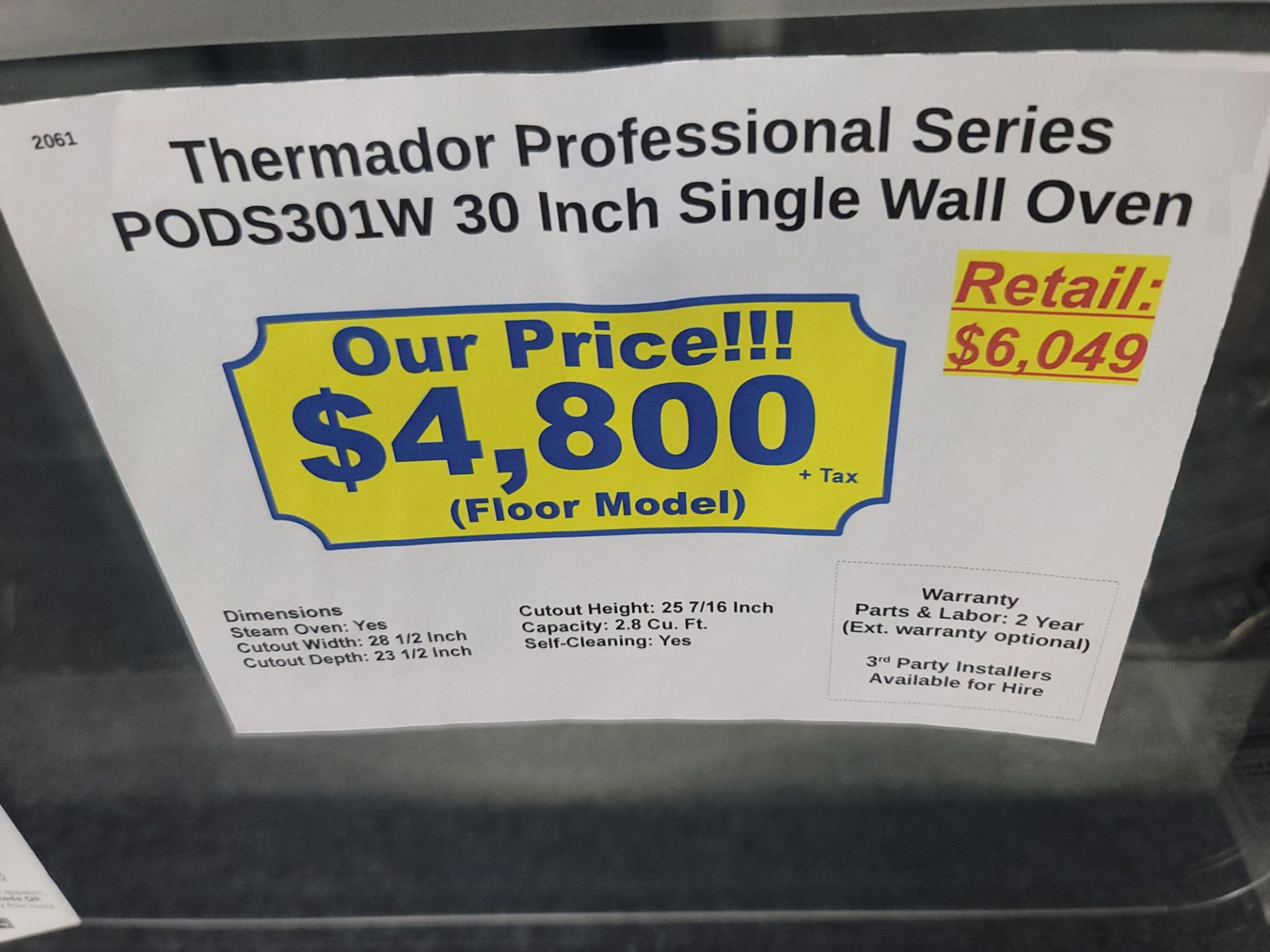 THERMADOR PROFESSIONAL SERIES 30" SINGLE ELECTRIC WALL OVEN W/ 2.8 CU. FT. CAPACITY IN STAINLESS - Image 5 of 5
