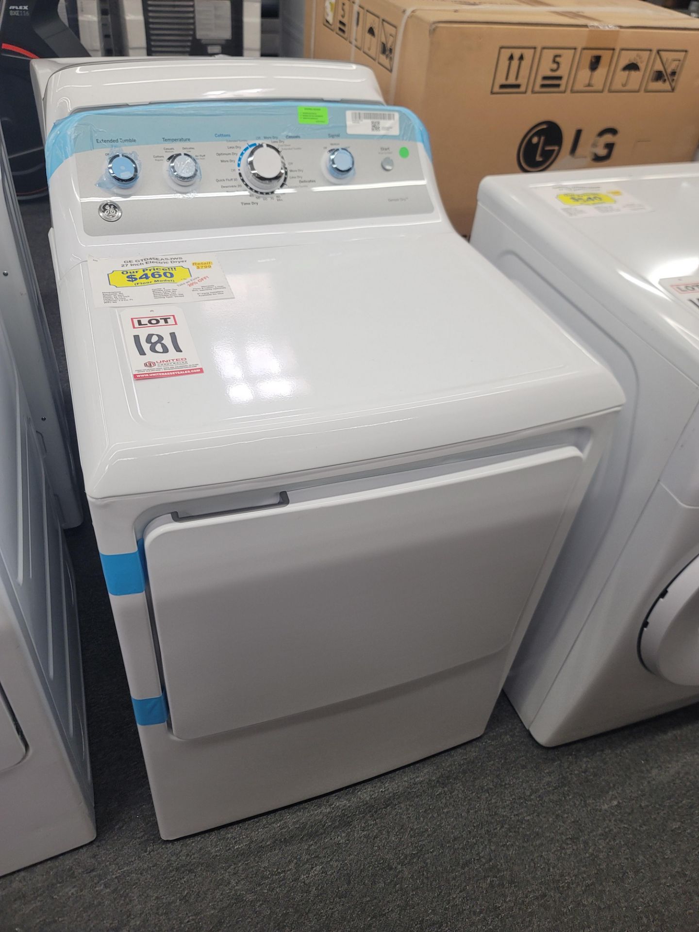GE 27" ELECTRIC DRYER IN WHITE, 7.2 CU. FT. CAPACITY, MODEL GTD45EASJWS