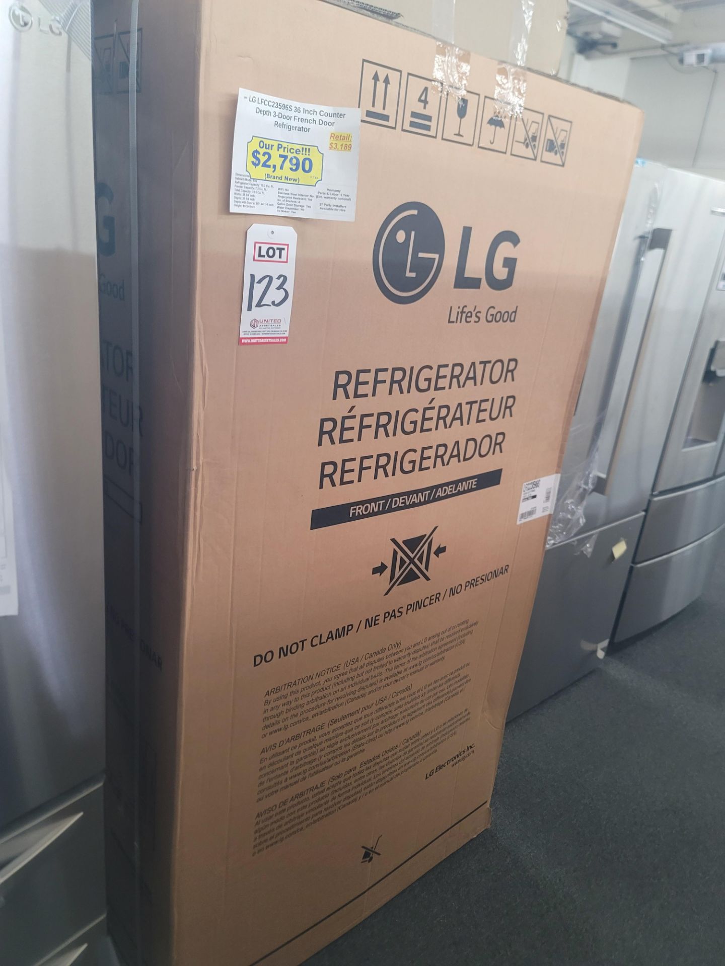 LG 36" COUNTER DEPTH 3-DOOR FRENCH DOOR 15.3 CU. FT. REFRIGERATOR / 7.3 CU. FT. FREEZER / 22.6 CU.