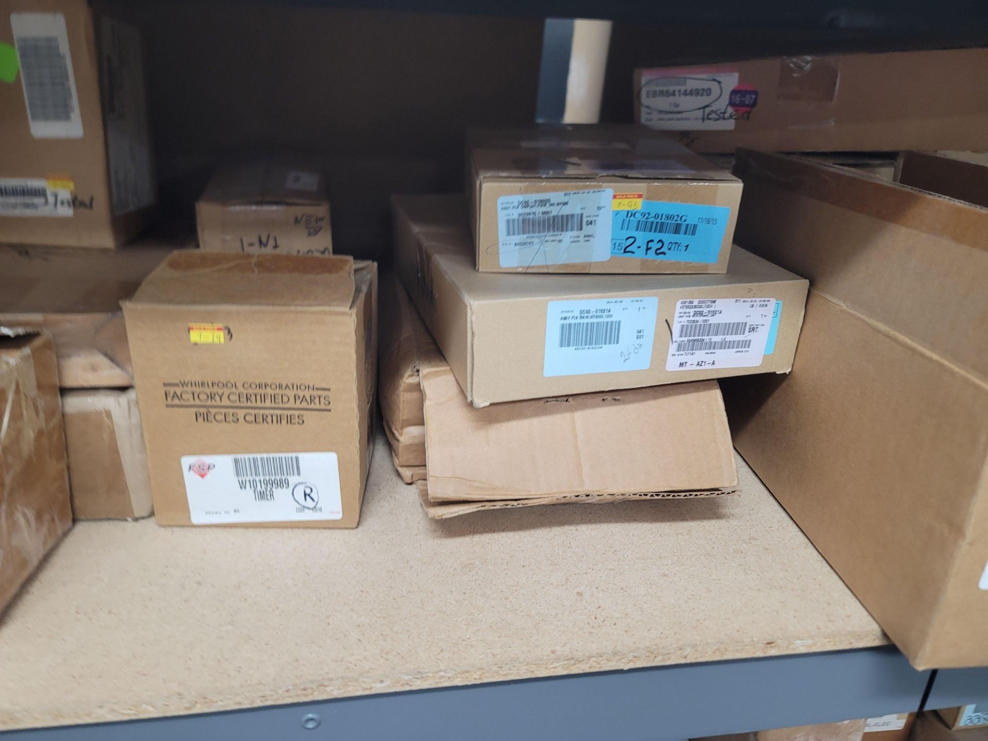 LOT - 8' SHELF UNIT W/ CONTENTS OF APPLIANCE REPLACEMENT PARTS - Image 9 of 19