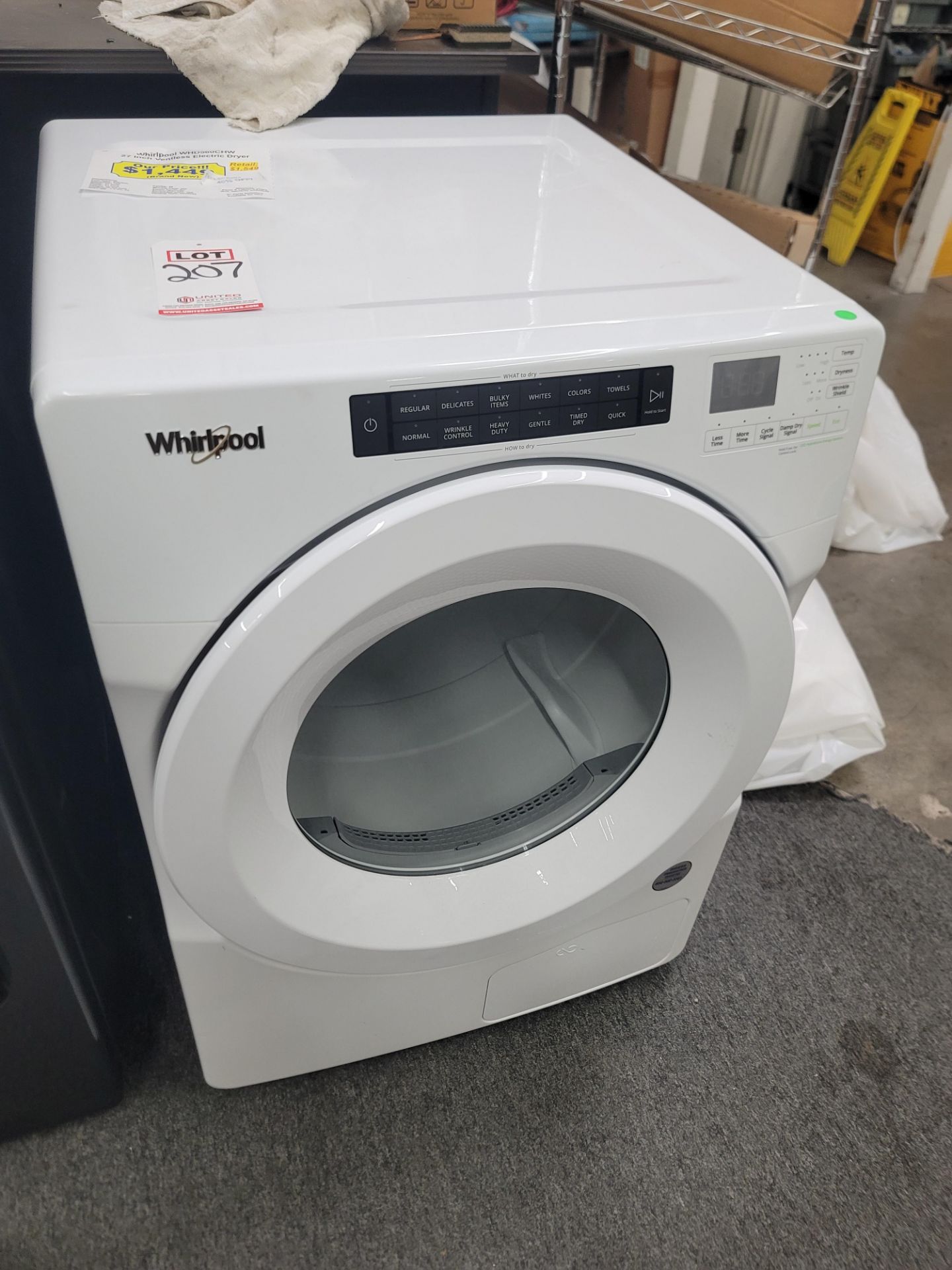 WHIRLPOOL 27" VENTLESS ELECTRIC DRYER IN WHITE, 7.4 CU. FT. CAPACITY, STACKABLE, MODEL WHD560CHW