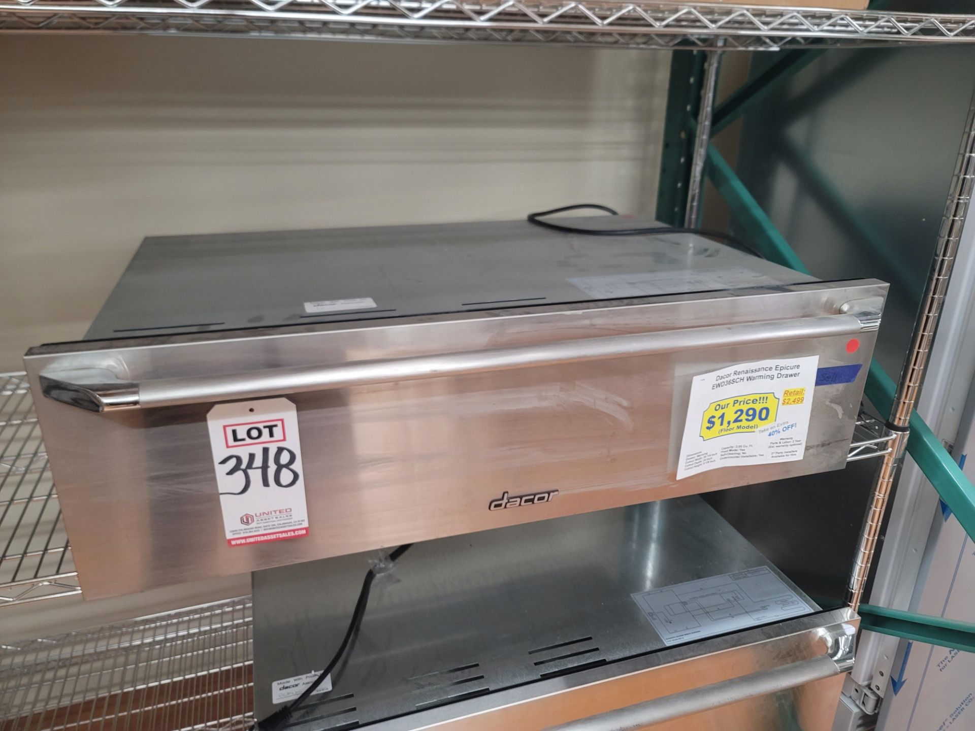 DACOR RENAISSANCE EPICURE 36" WARMING DRAWER, MODEL EWD36SCH